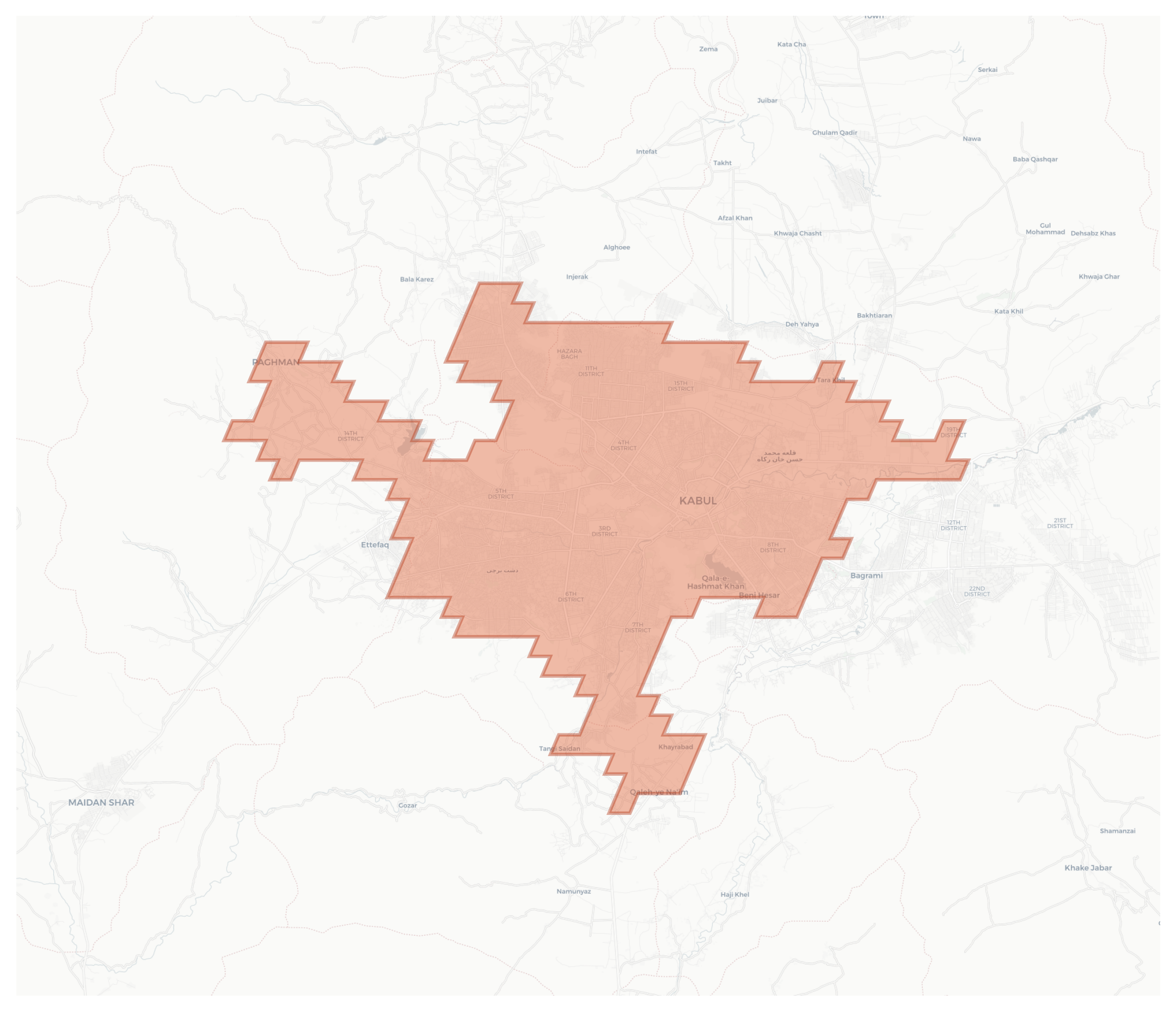 Kabul geographic map