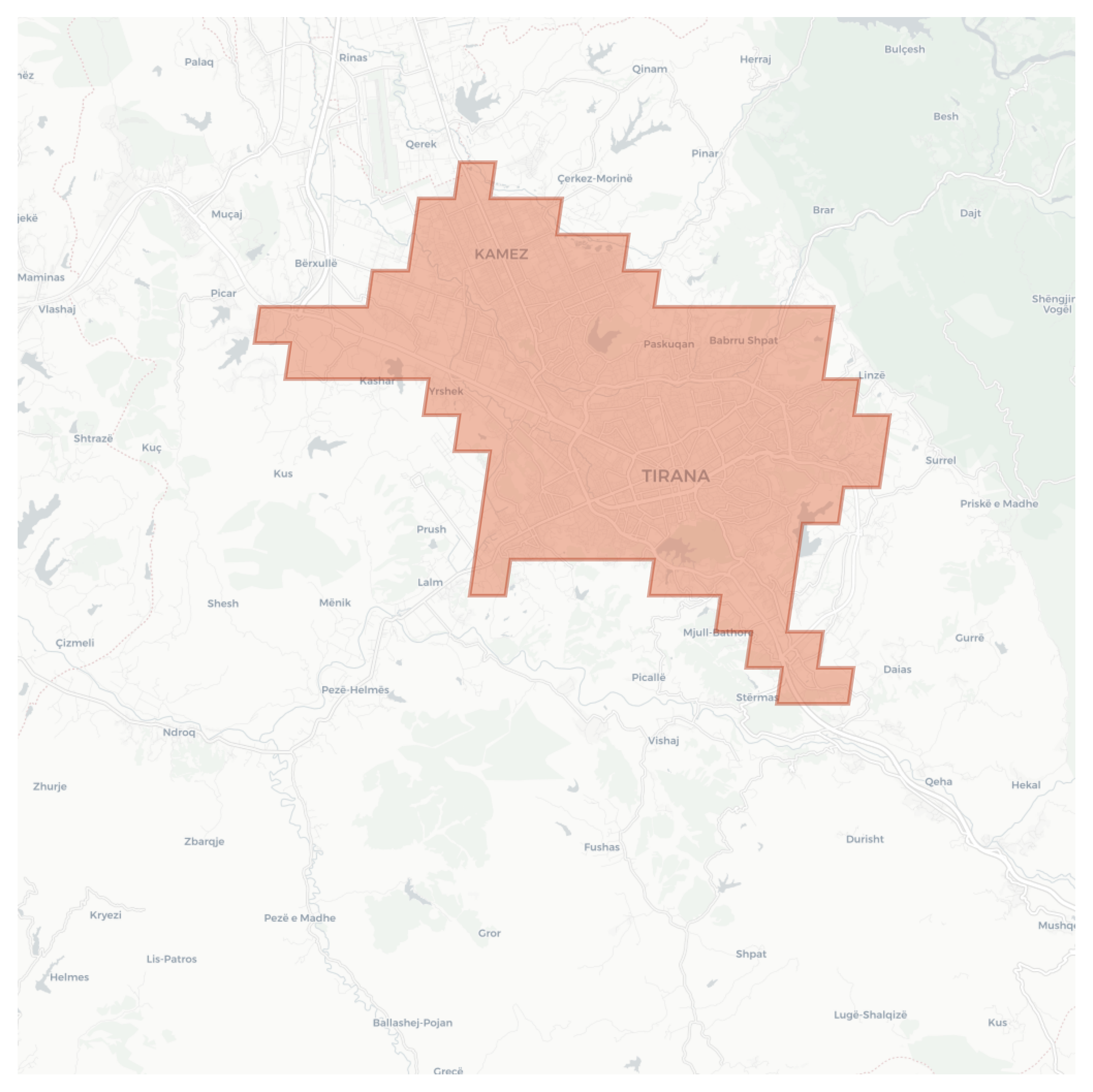 Tirana geographic map