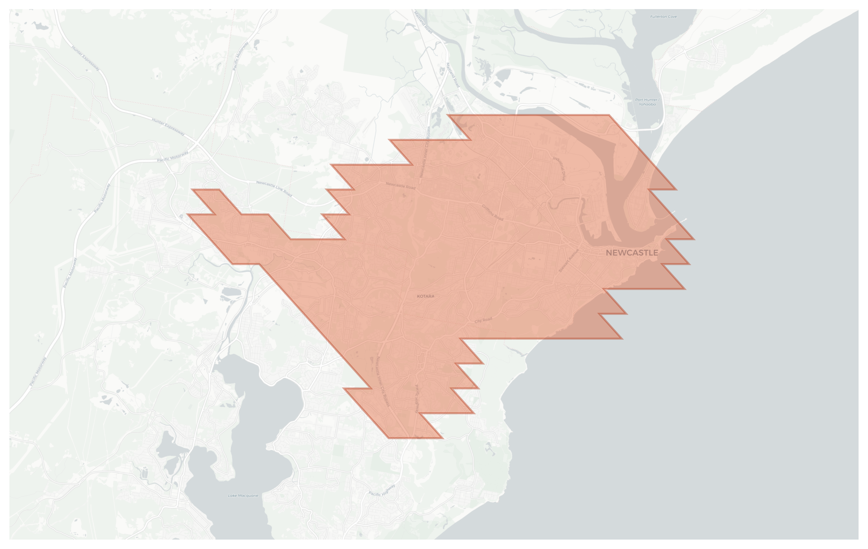 Newcastle geographic map