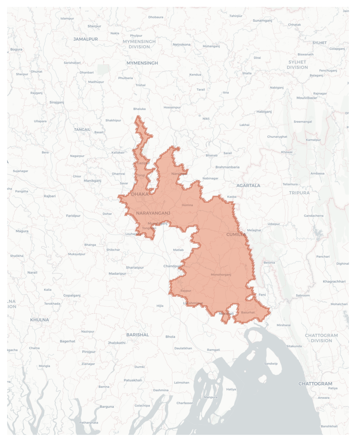 Dhaka geographic map