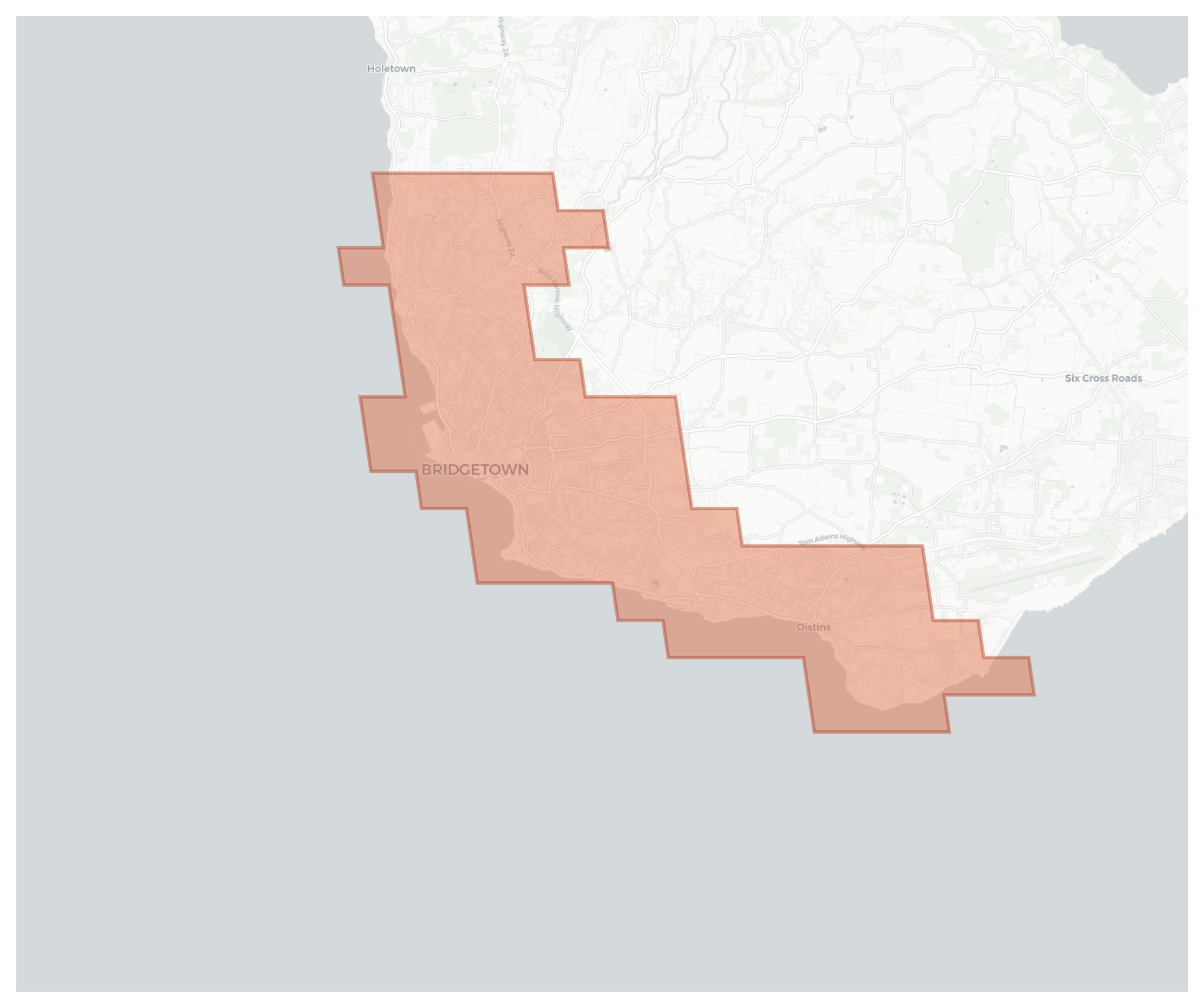 Bridgetown geographic map