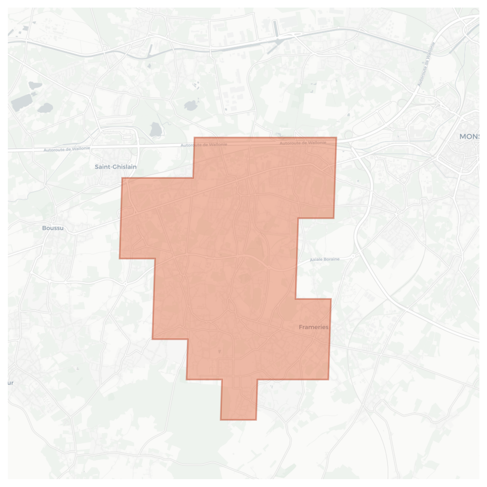 Frameries geographic map