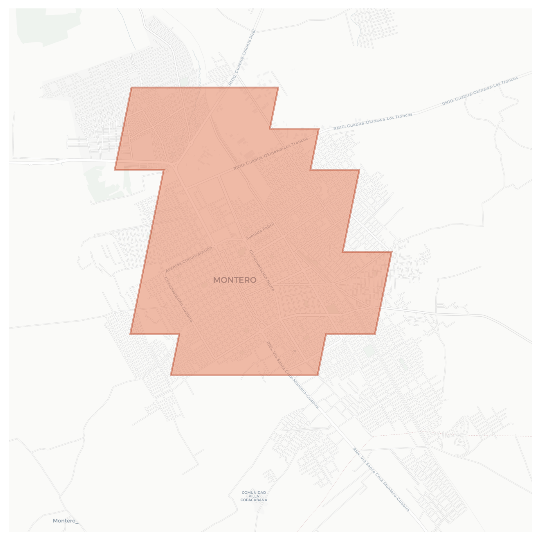 Montero geographic map