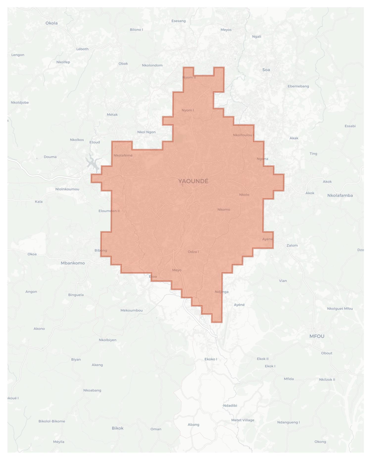 Yaoundé geographic map