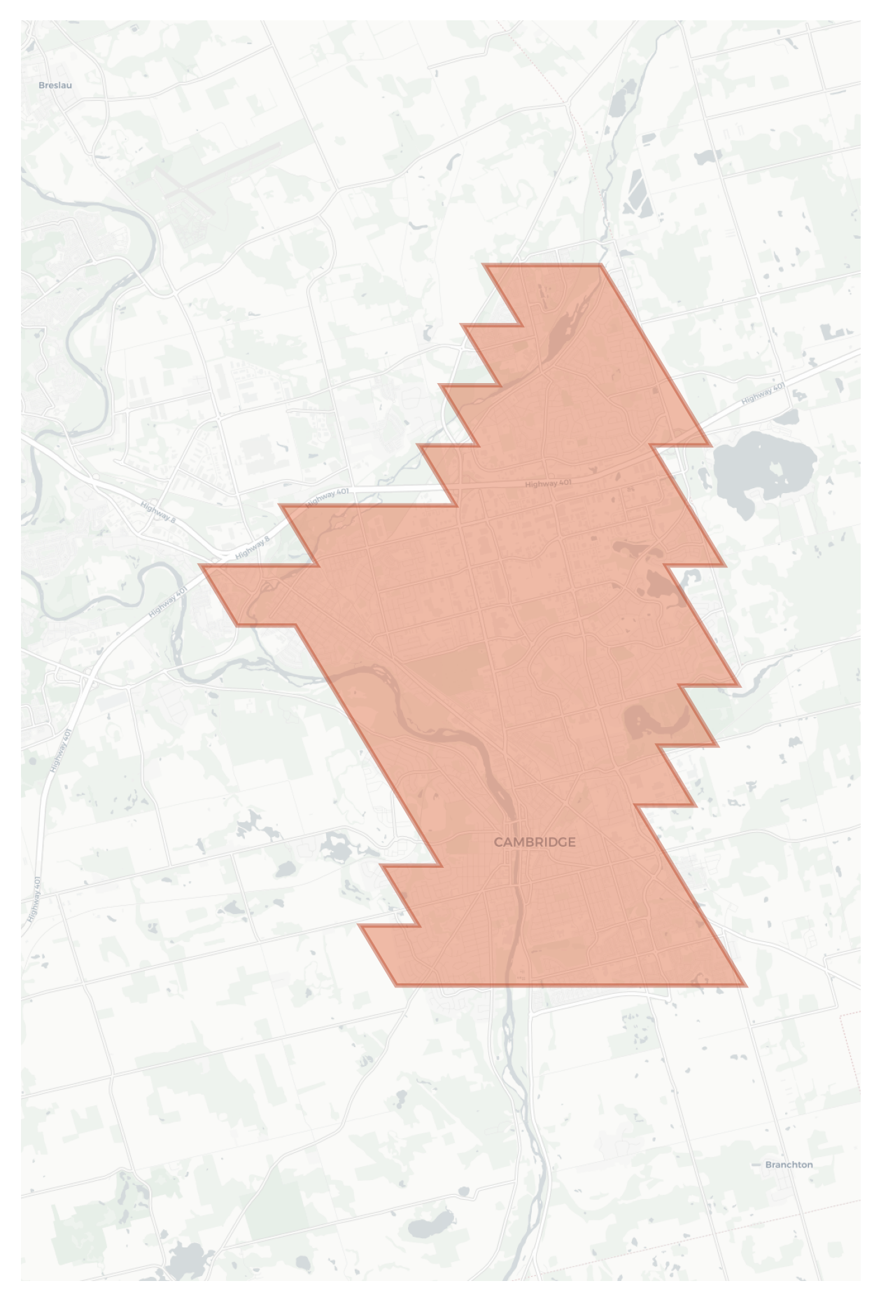 Cambridge geographic map