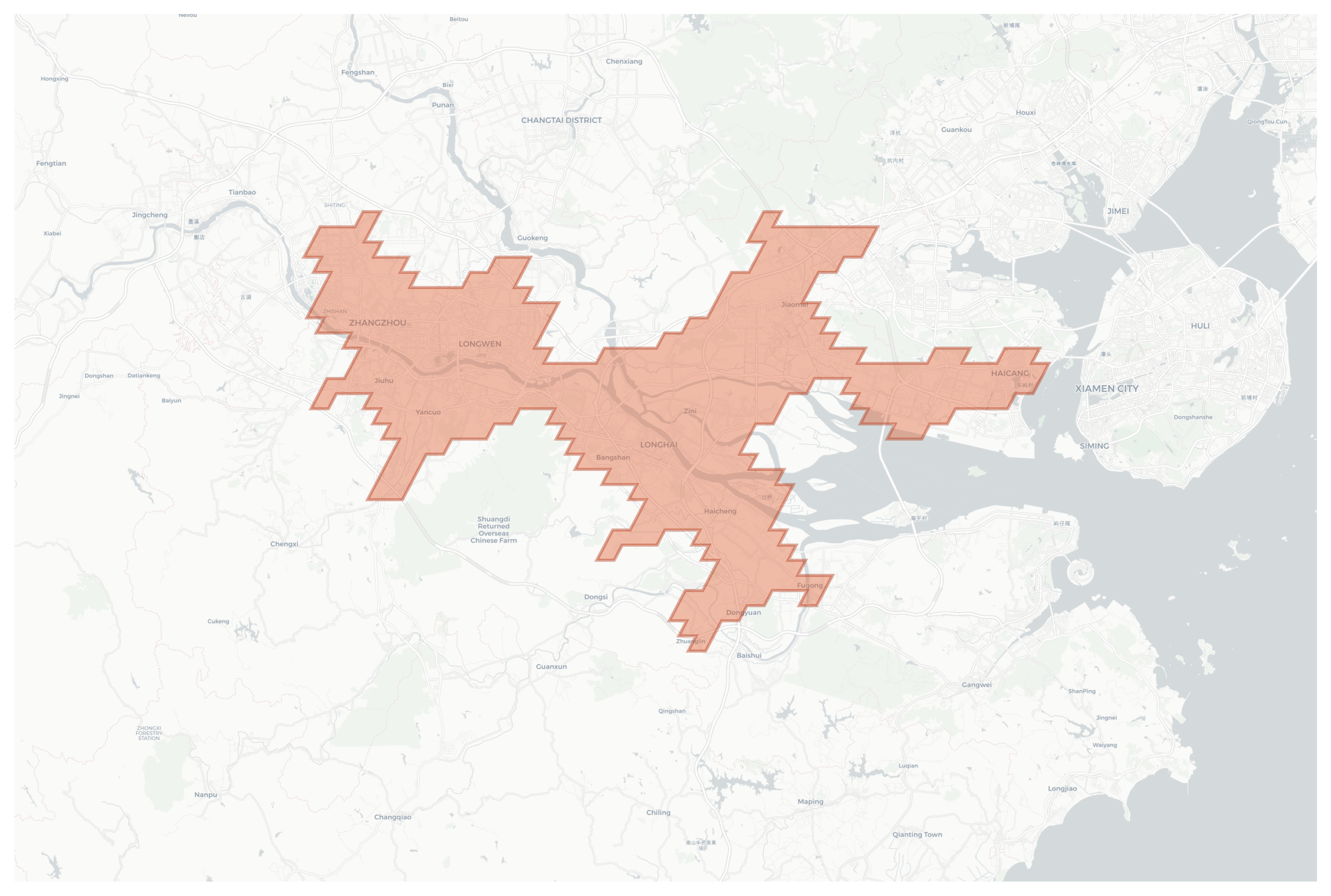 Zhangzhou geographic map