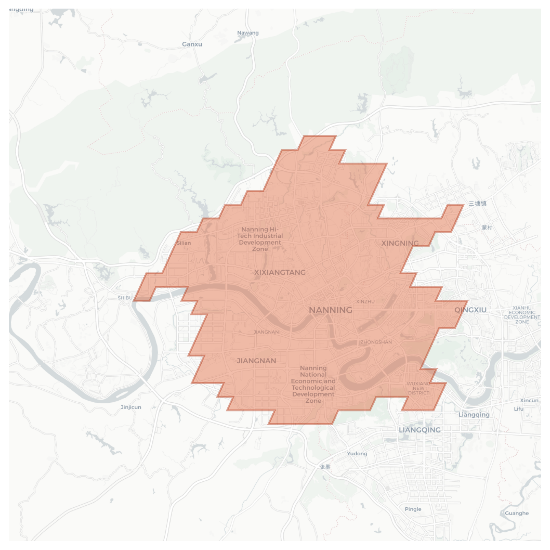 Nanning geographic map
