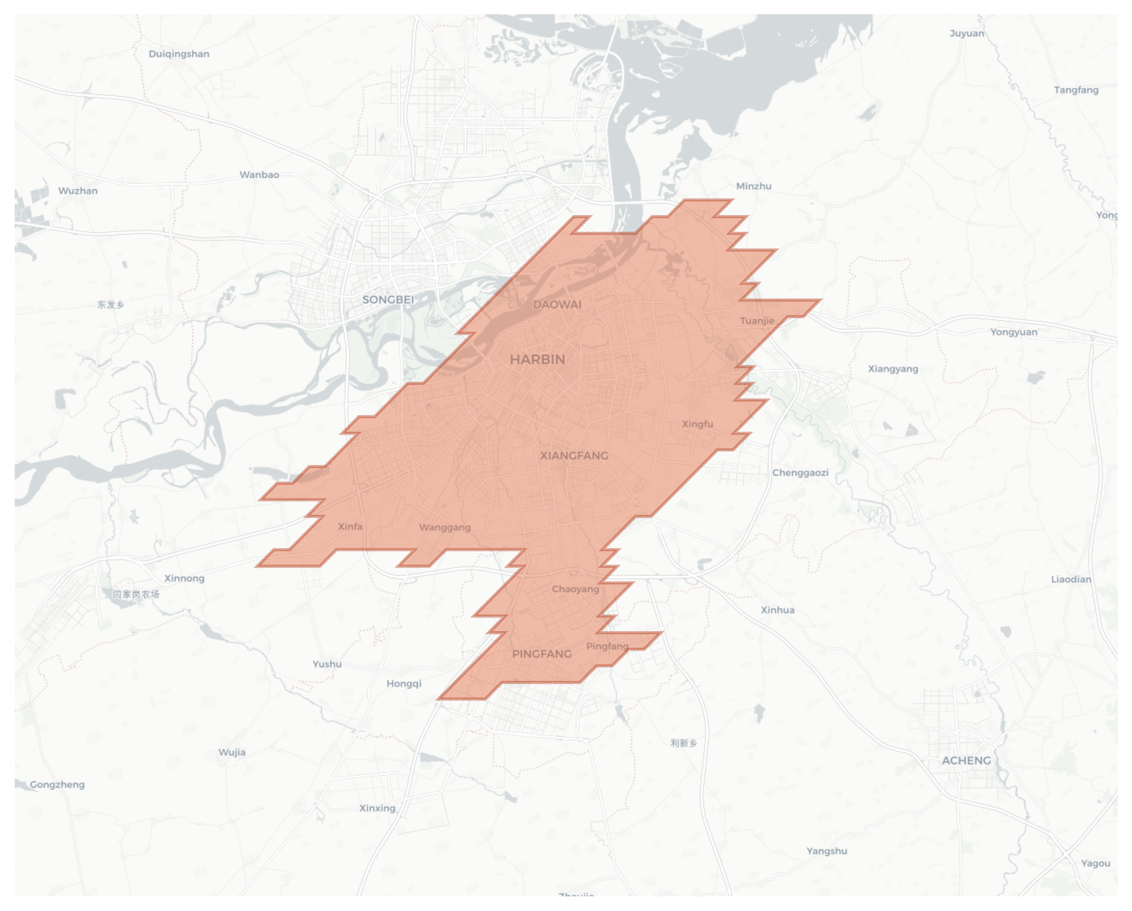 Harbin geographic map