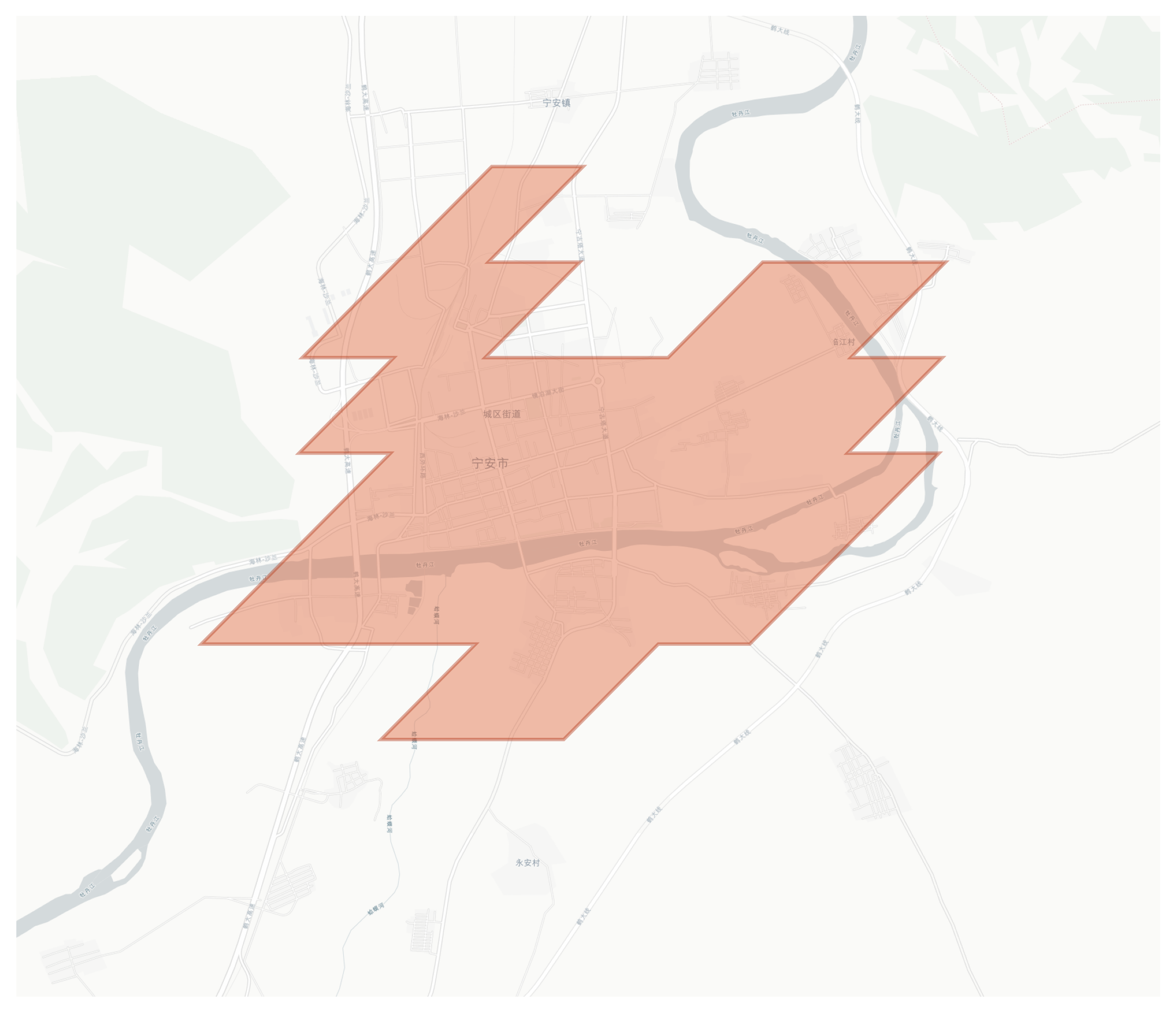 Ning'an geographic map