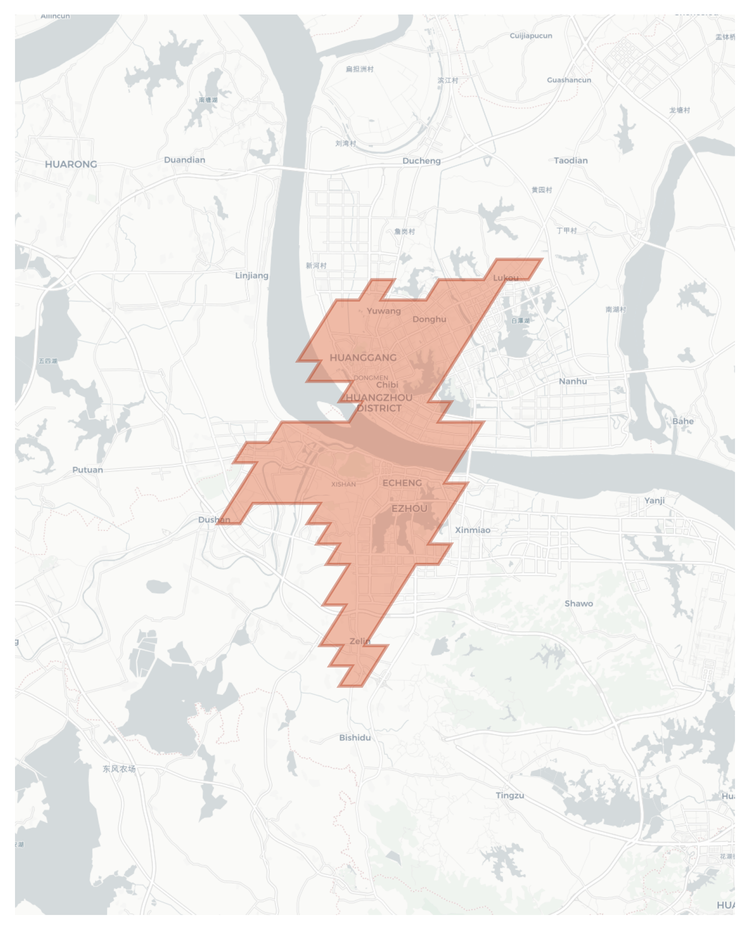Ezhou geographic map