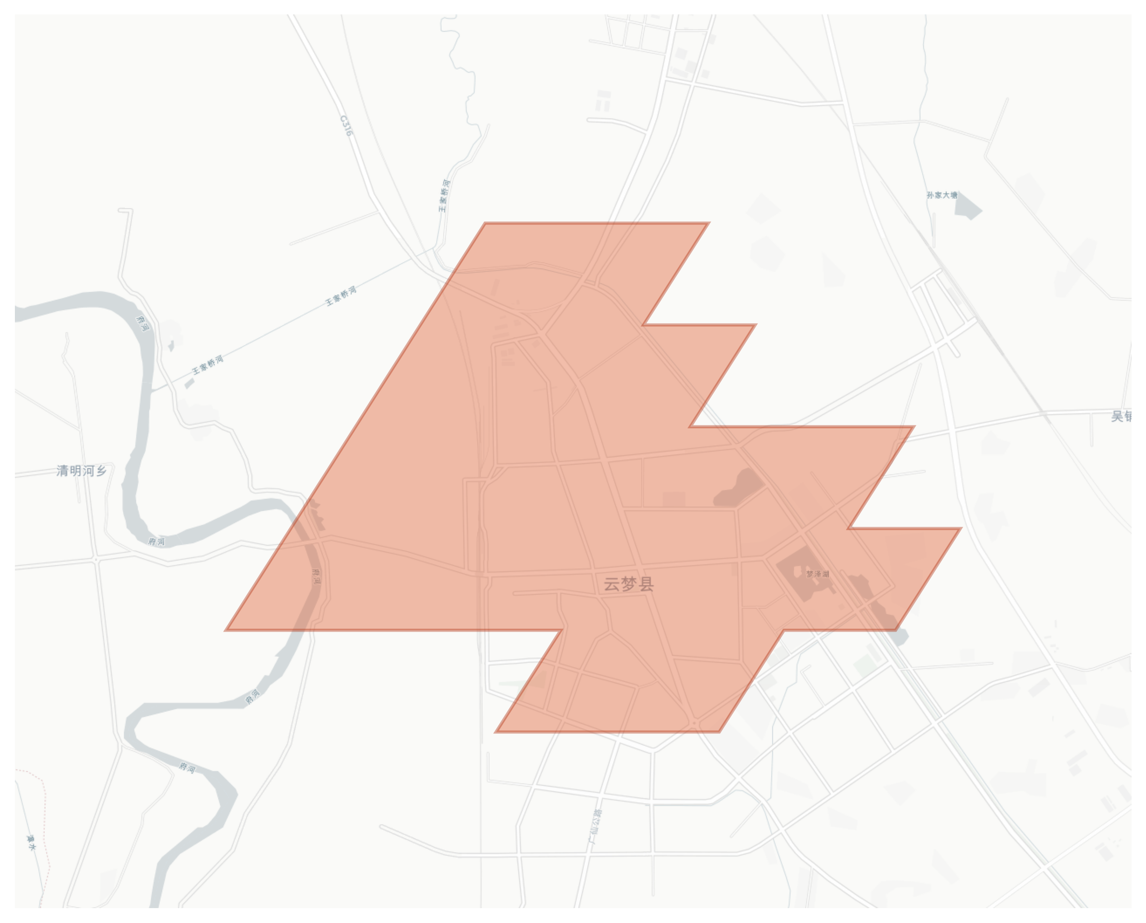 Yunmeng geographic map