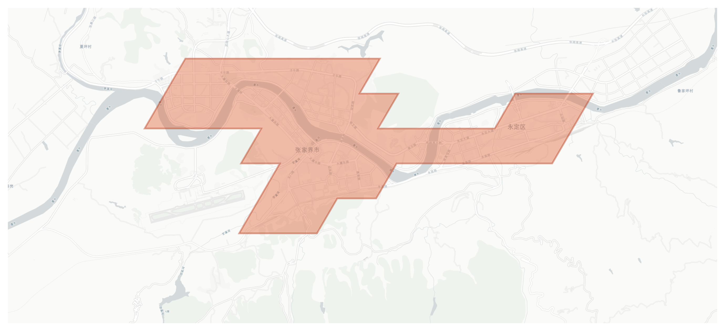 Zhangjiajie geographic map