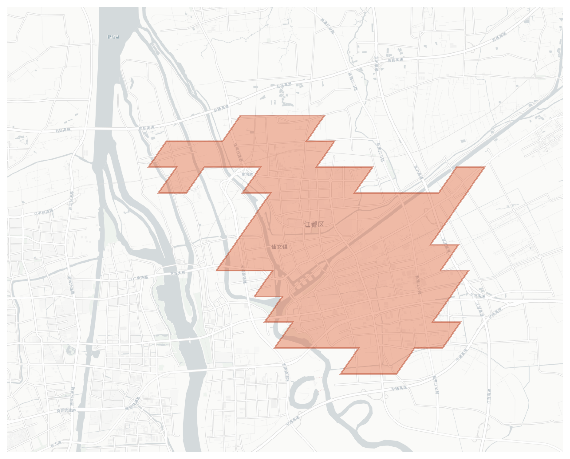 Jiangdu District geographic map