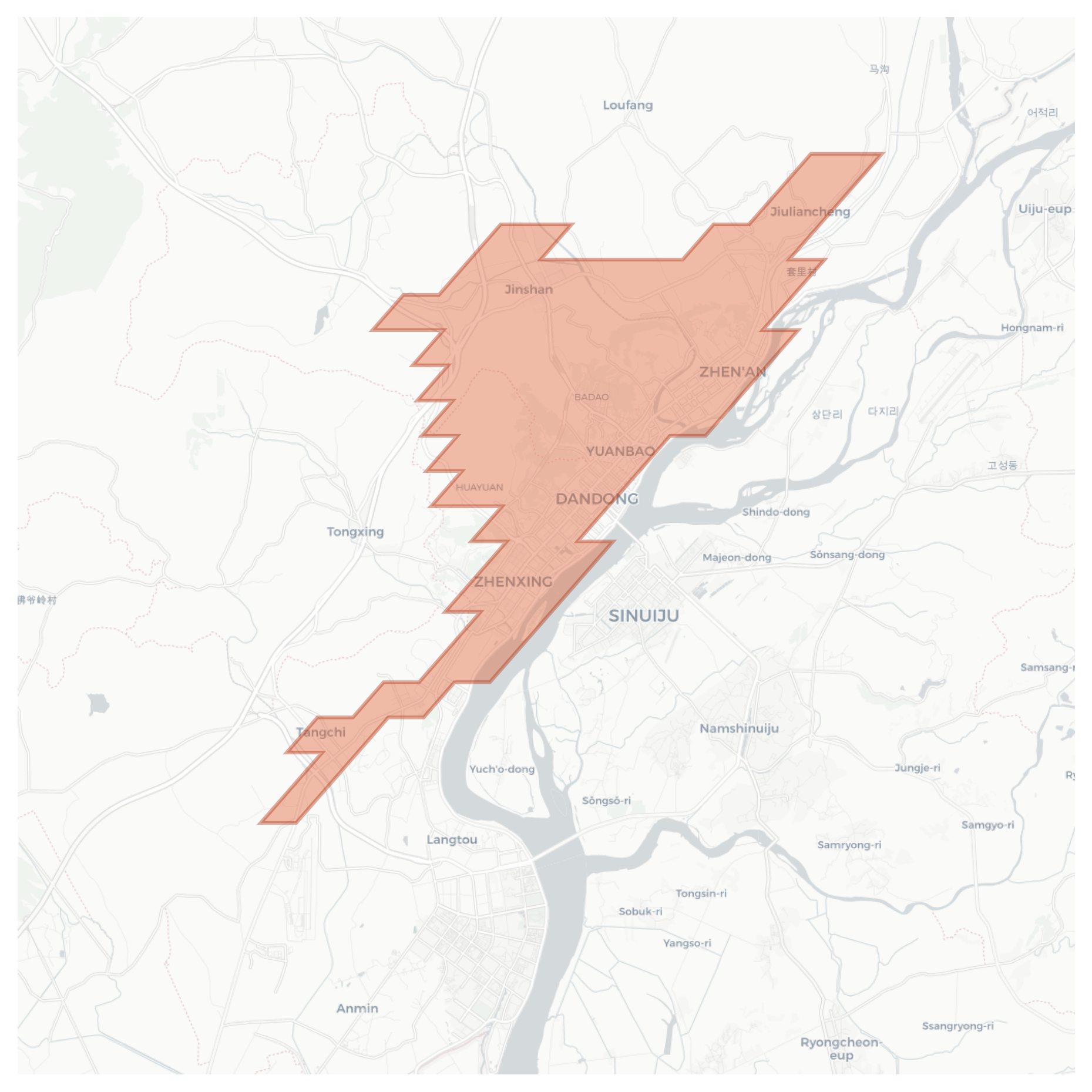 Dandong geographic map