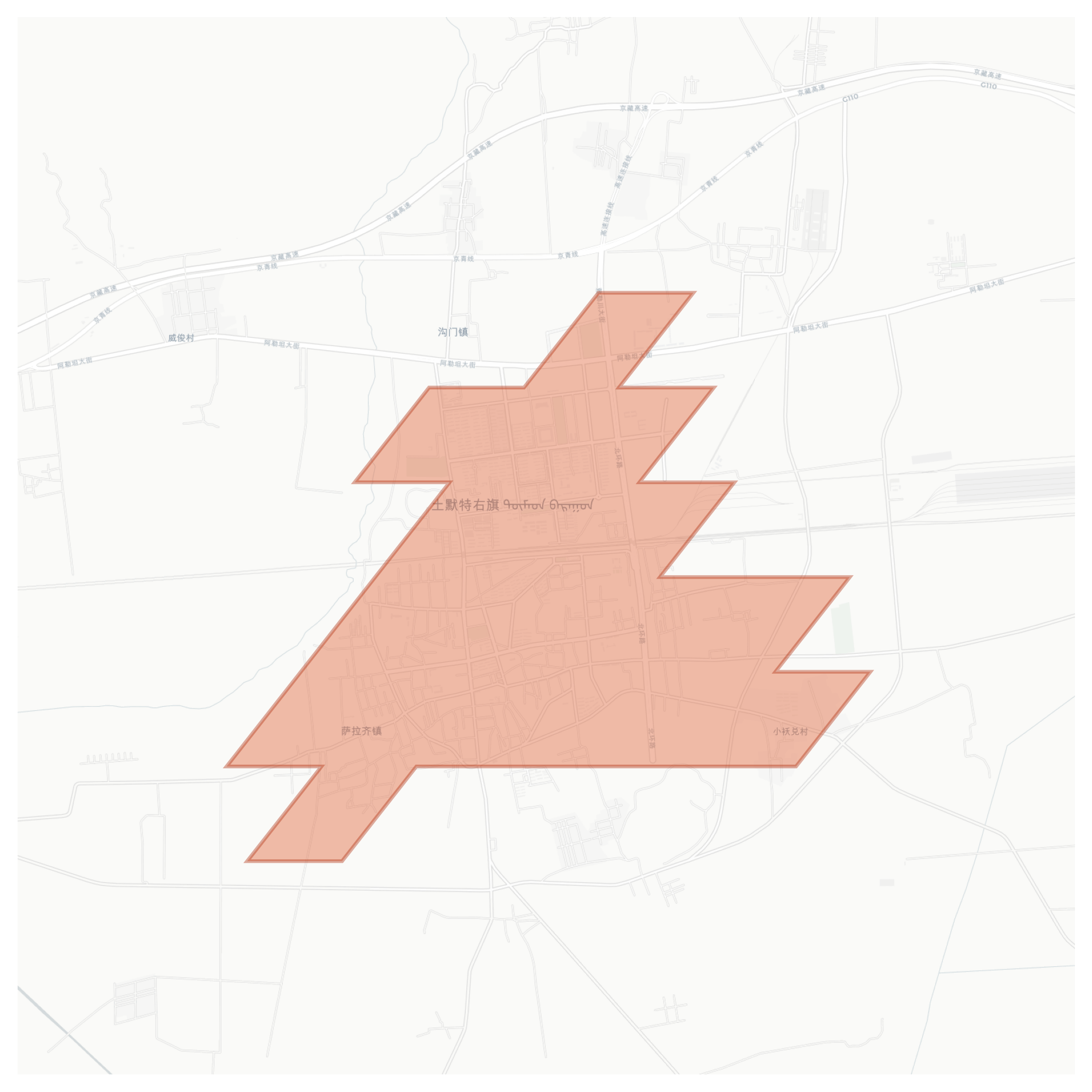 Tumed Right Banner geographic map