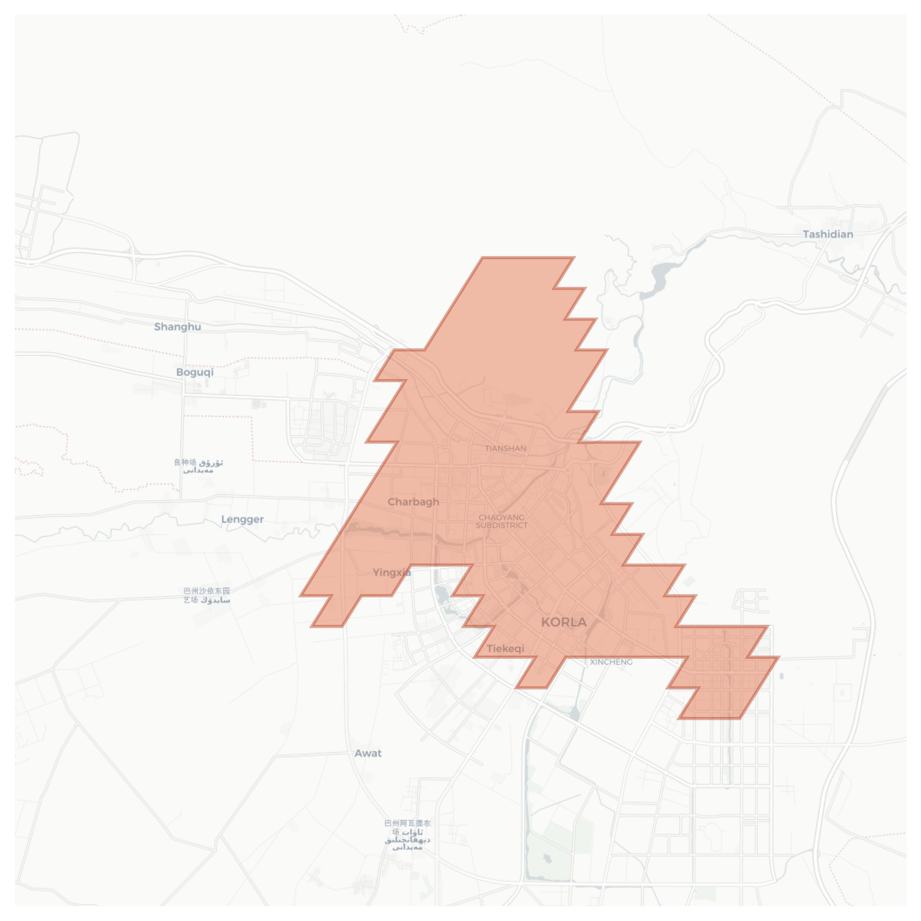 Korla geographic map