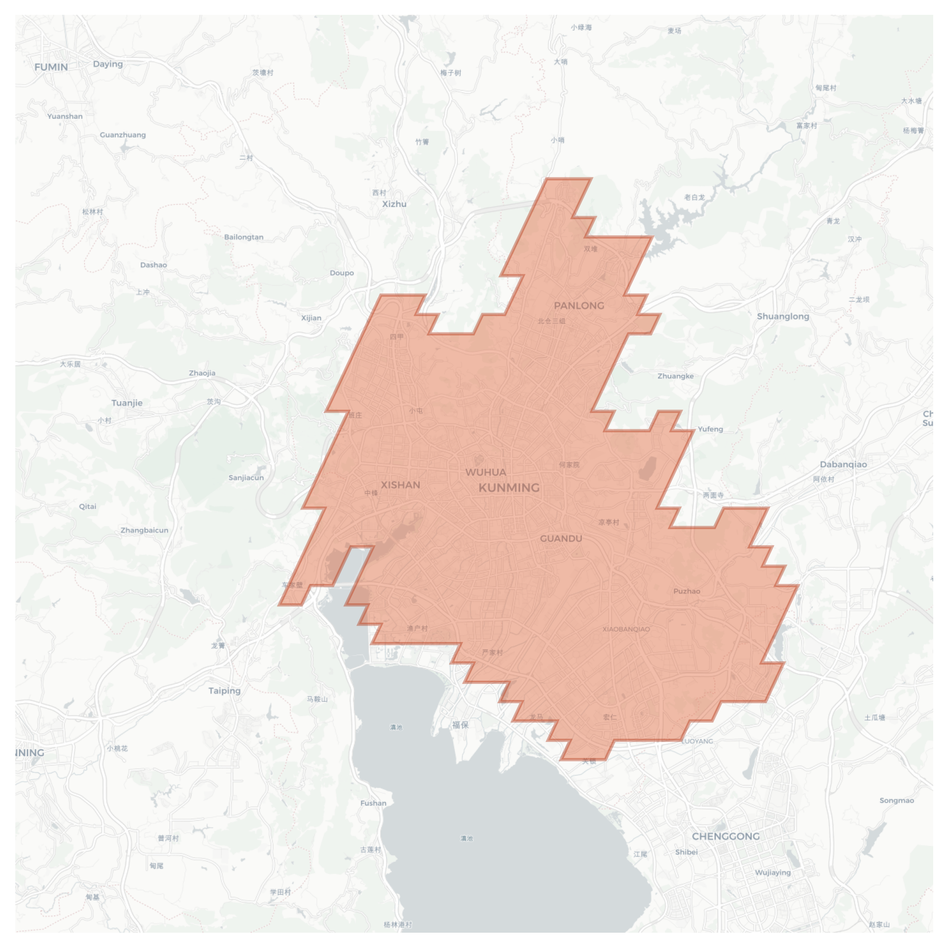 Kunming geographic map