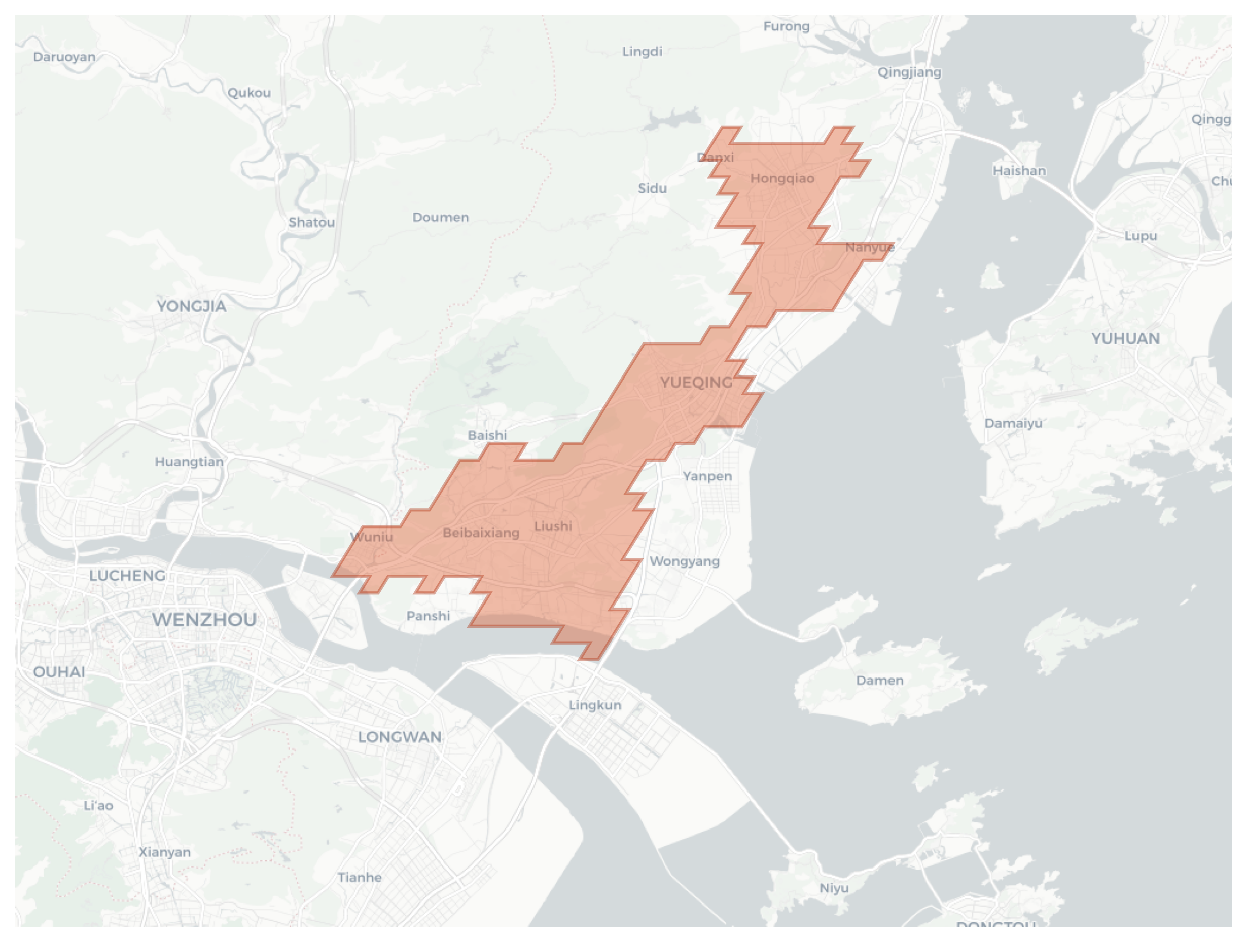 Yueqing geographic map