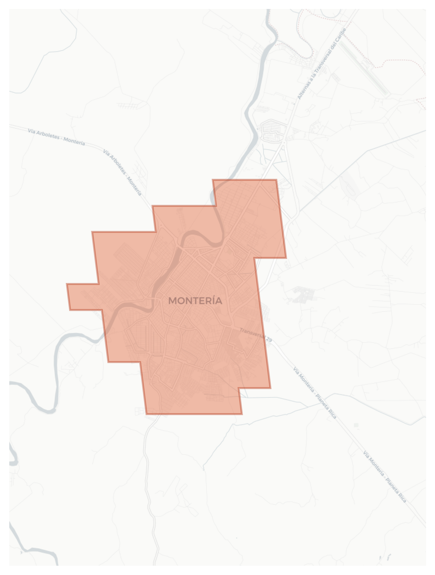 Montería geographic map