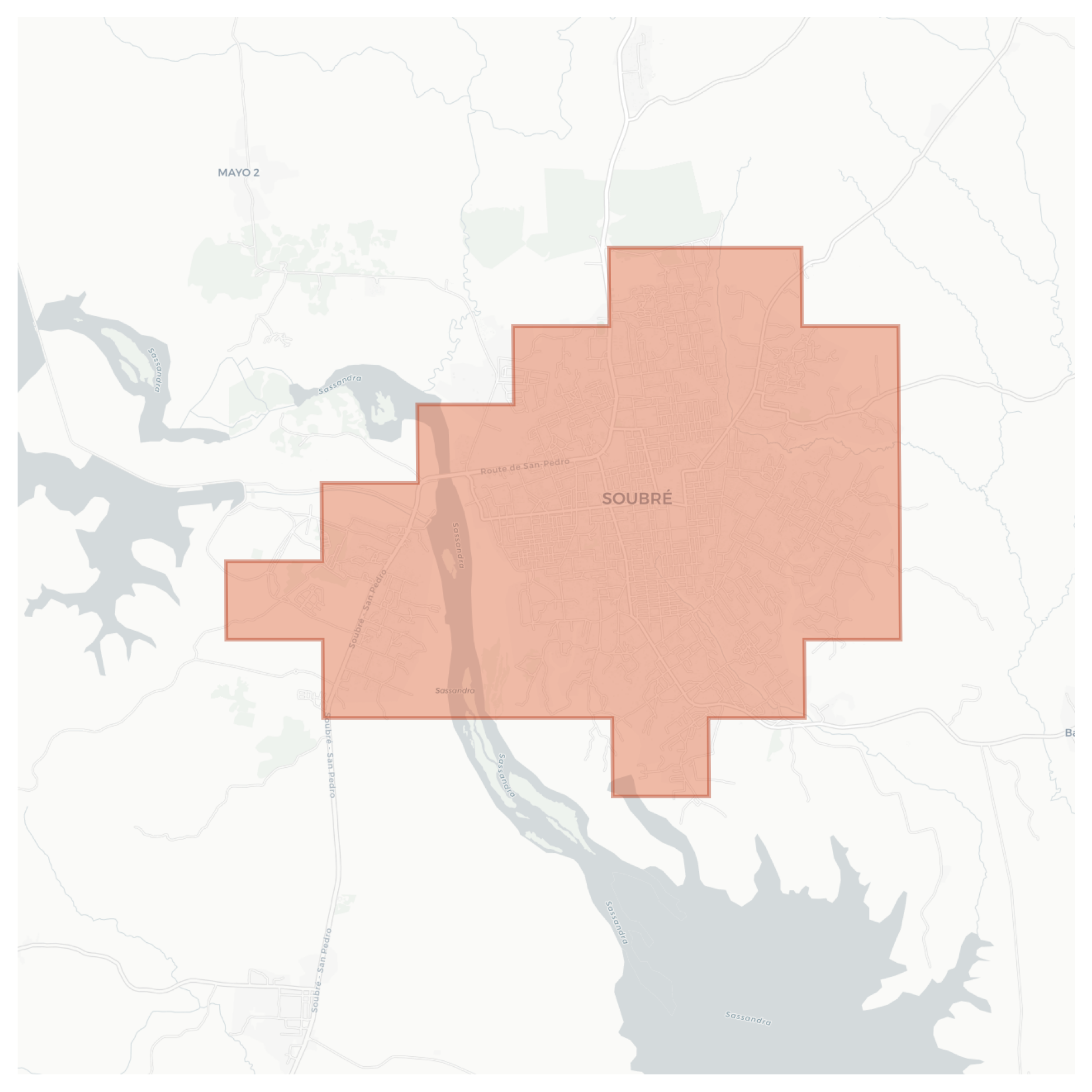 Soubré geographic map