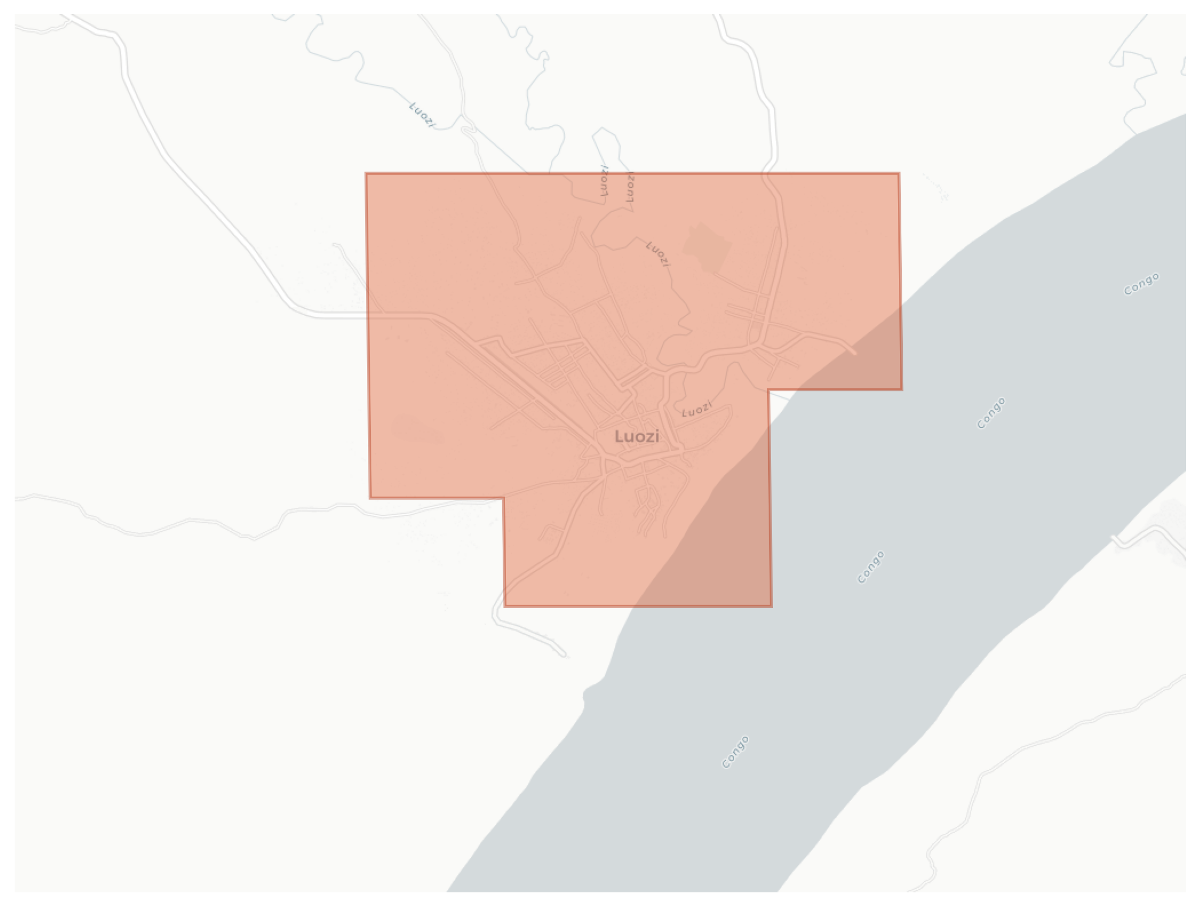 Luozi geographic map