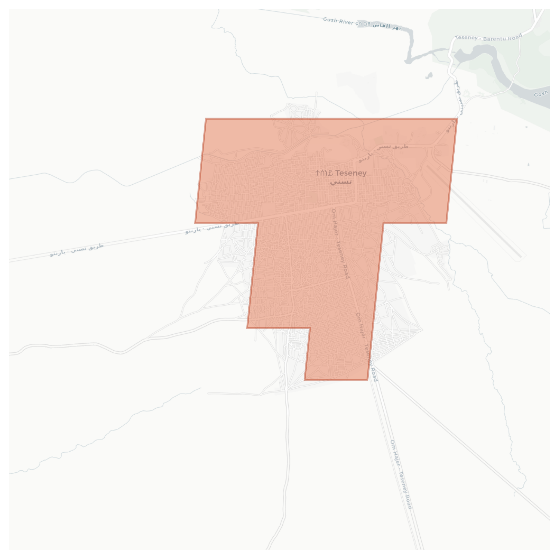 Teseney geographic map