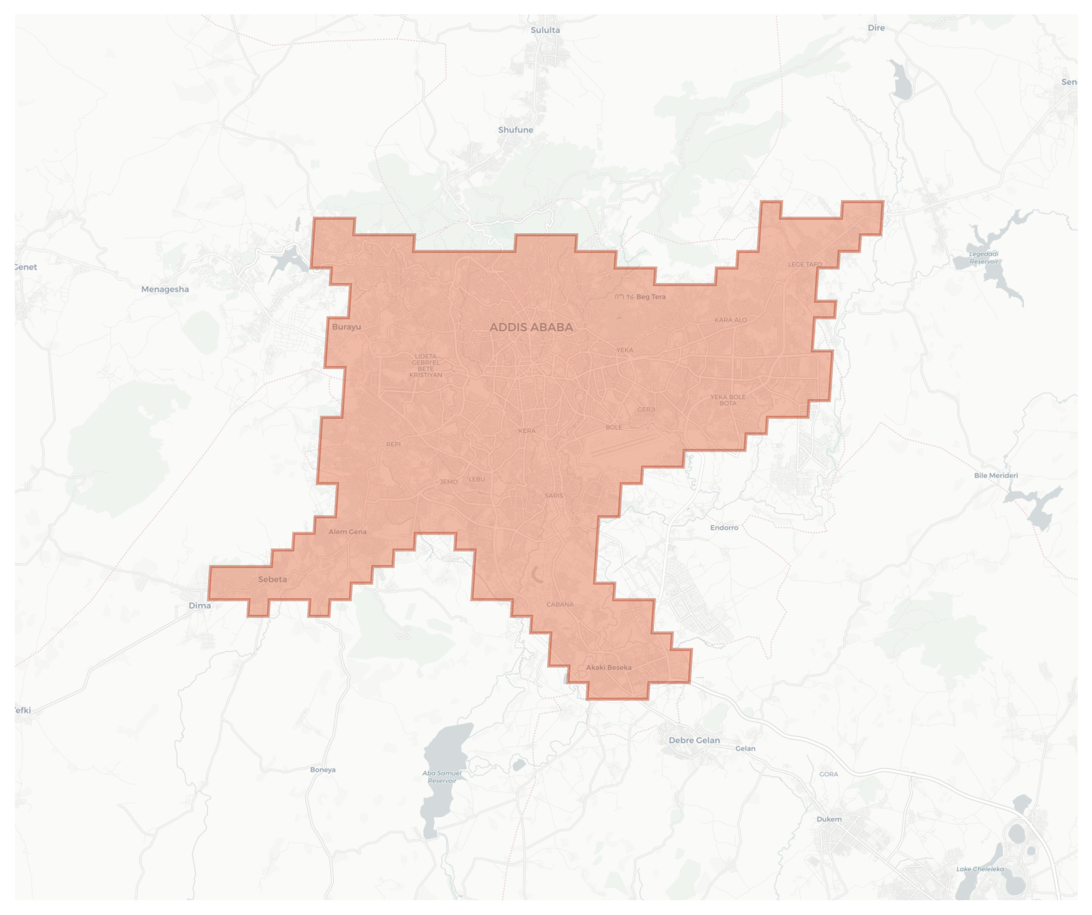 Addis Ababa geographic map