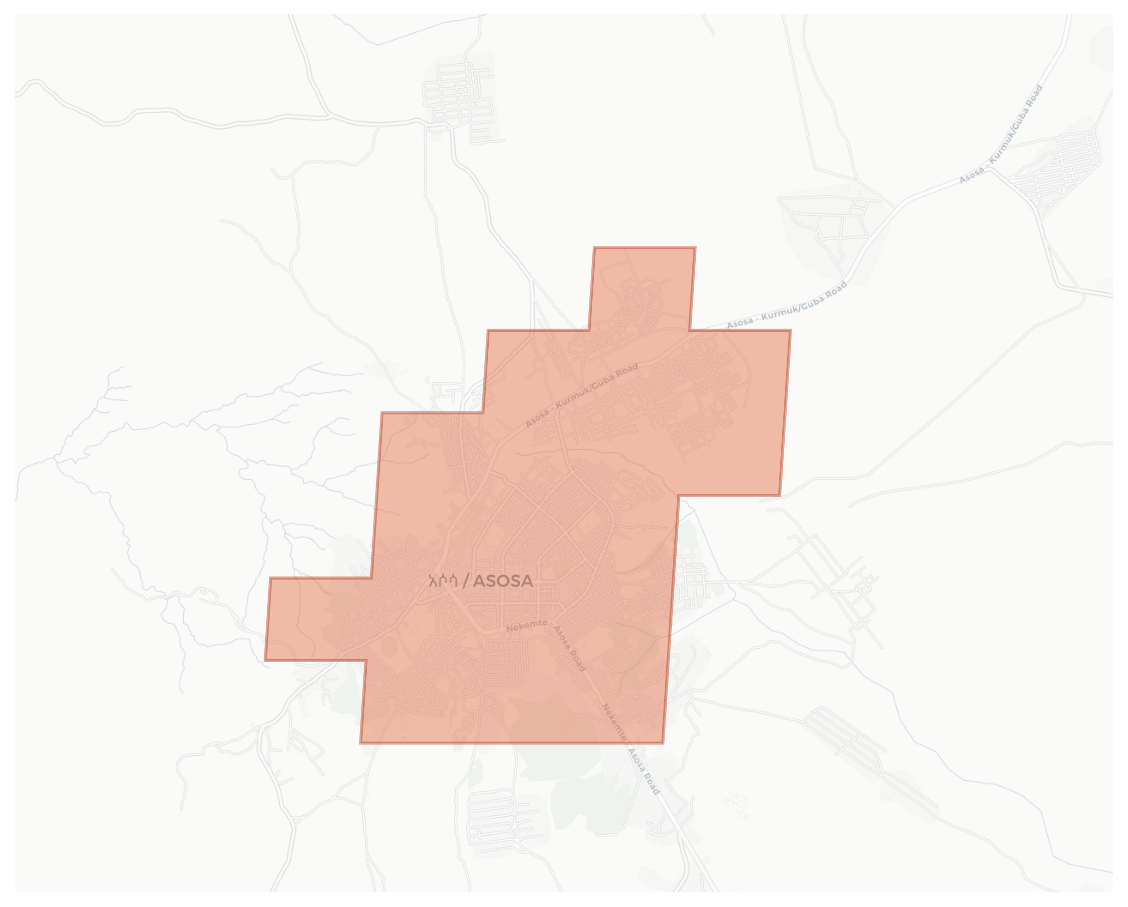Asosa geographic map