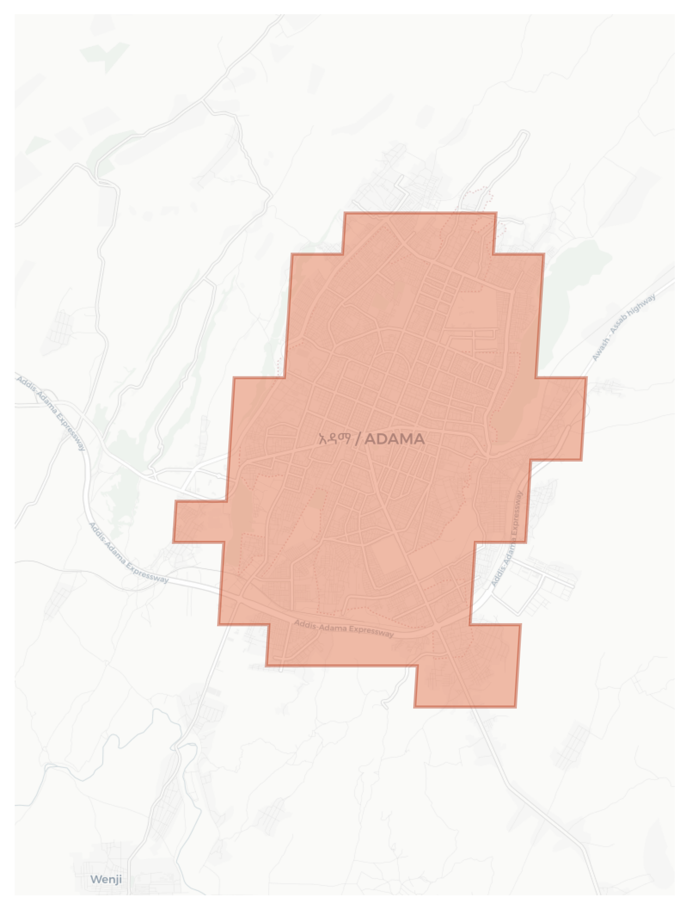 Adama geographic map
