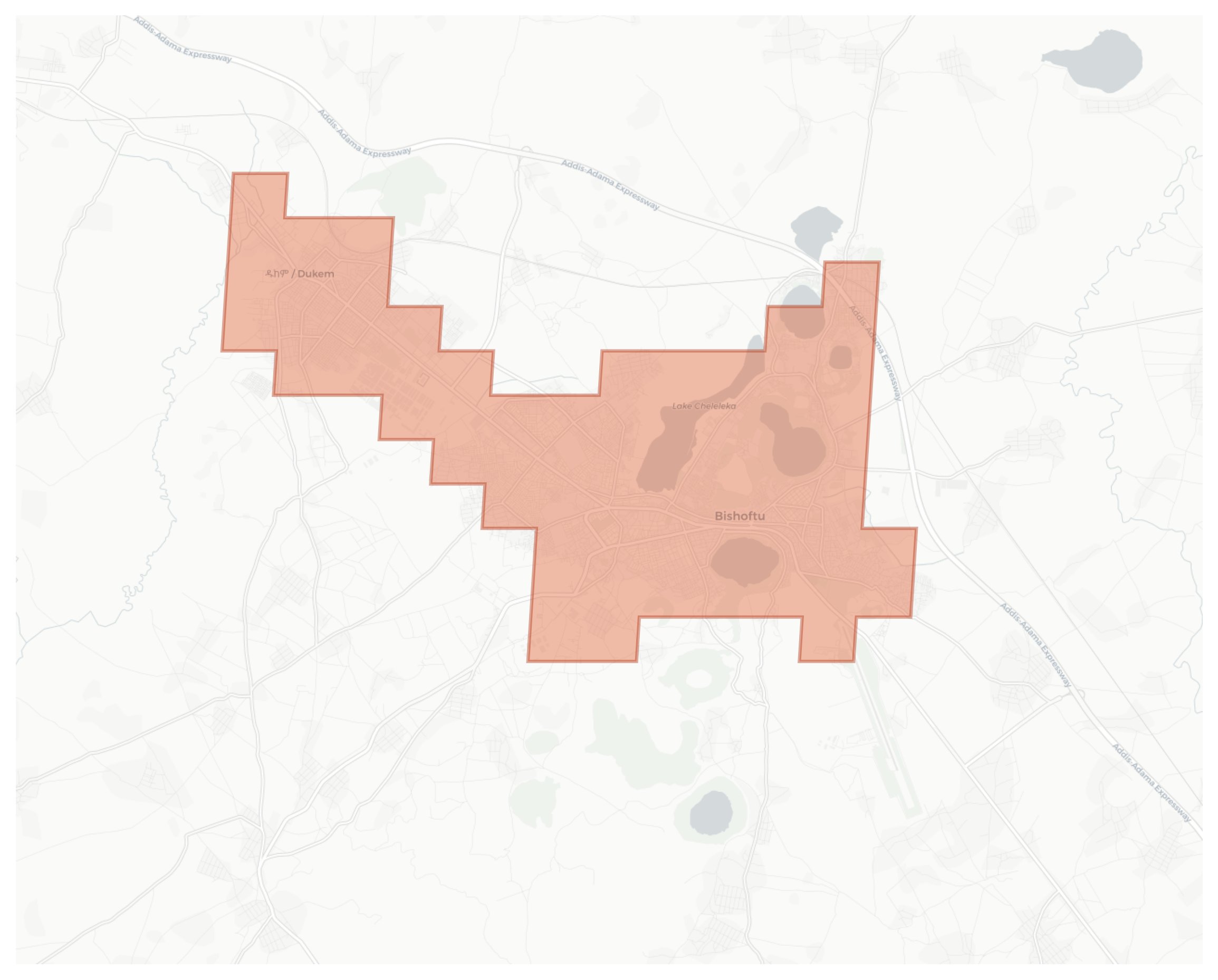 Bishoftu geographic map