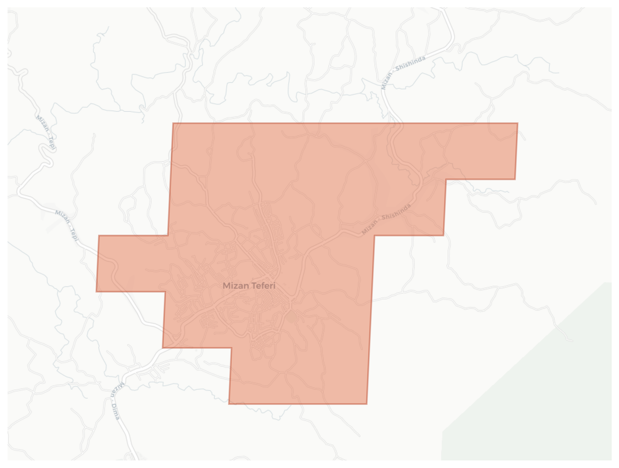 Mizan Teferi geographic map