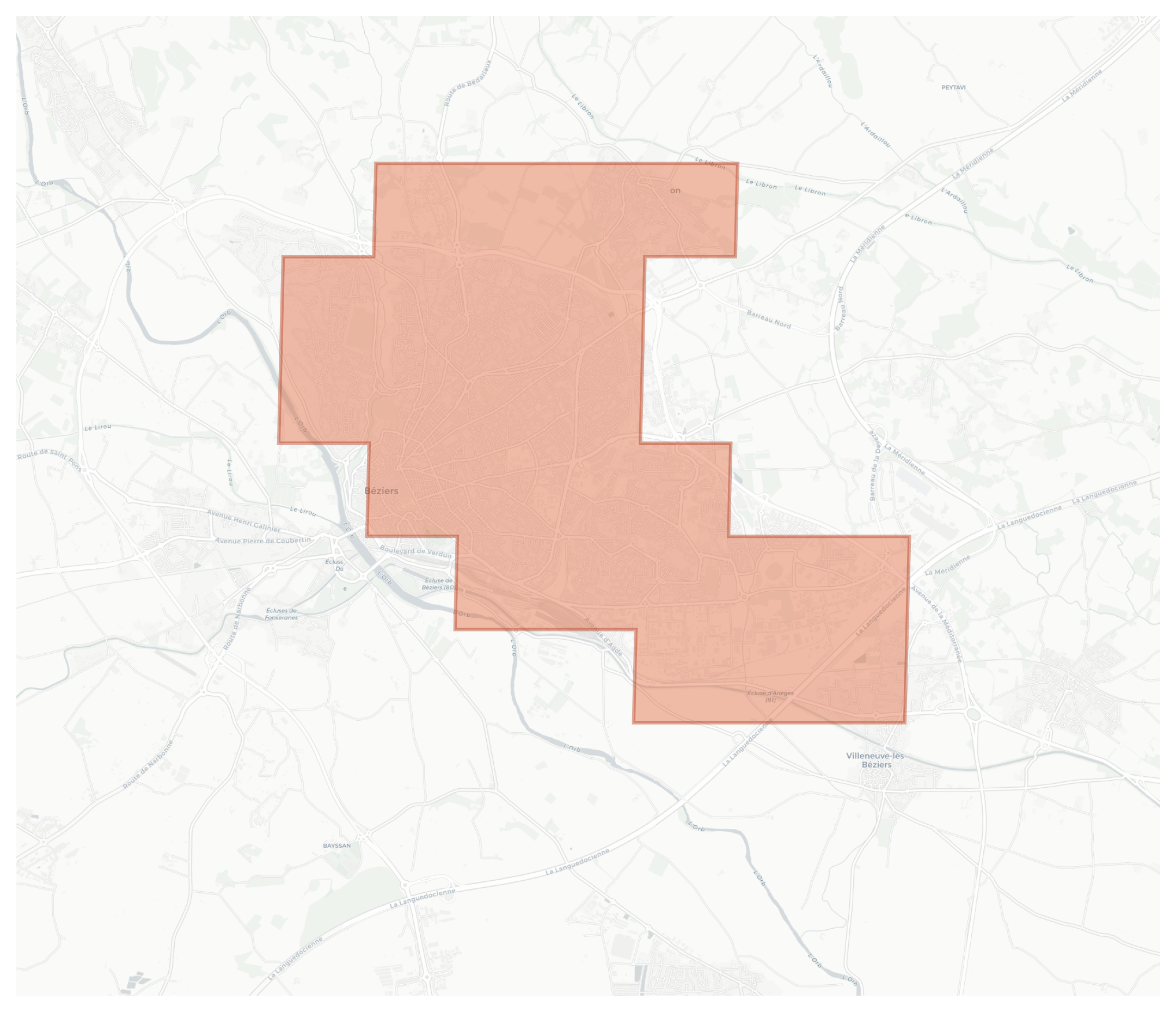 Béziers geographic map