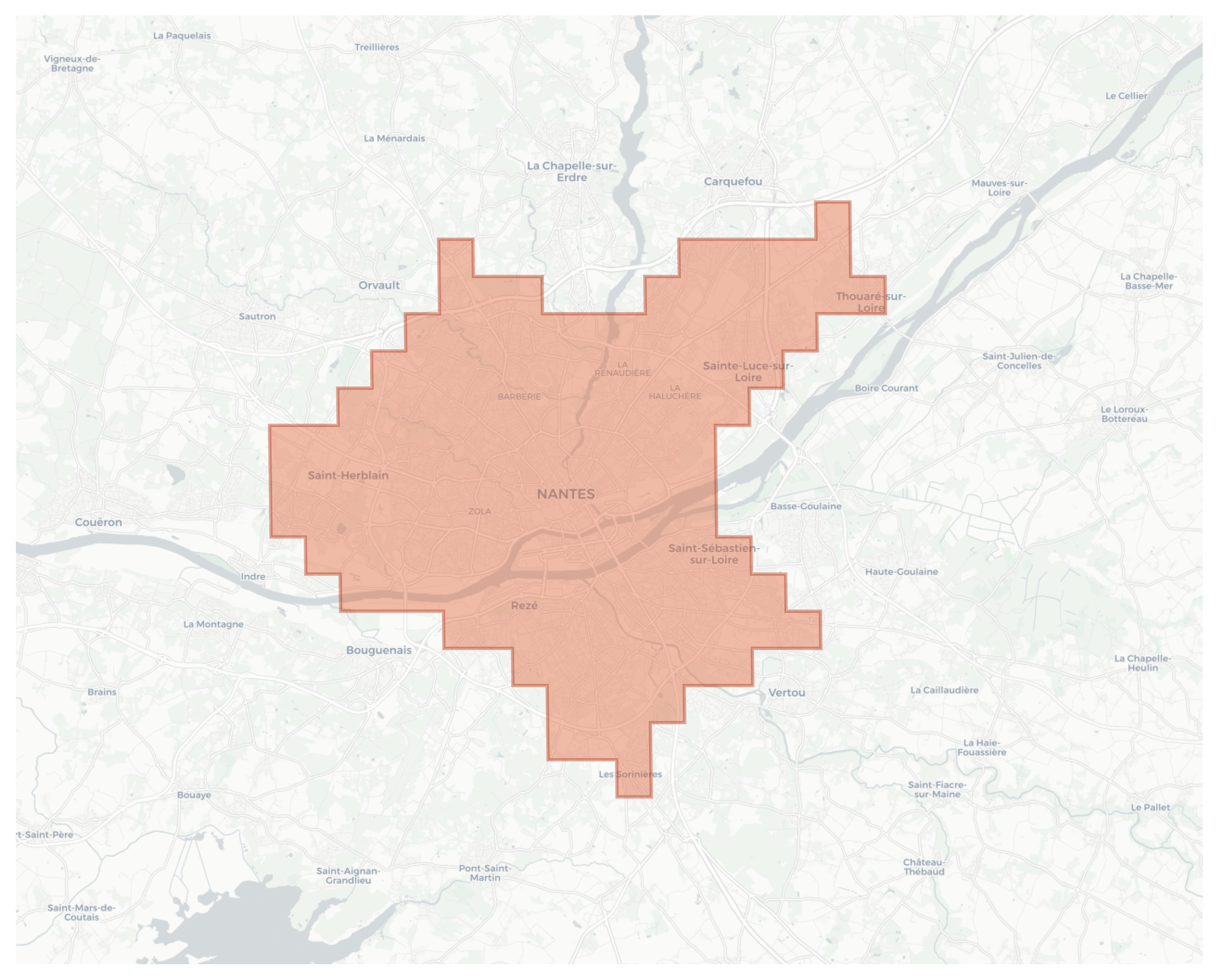 Nantes geographic map
