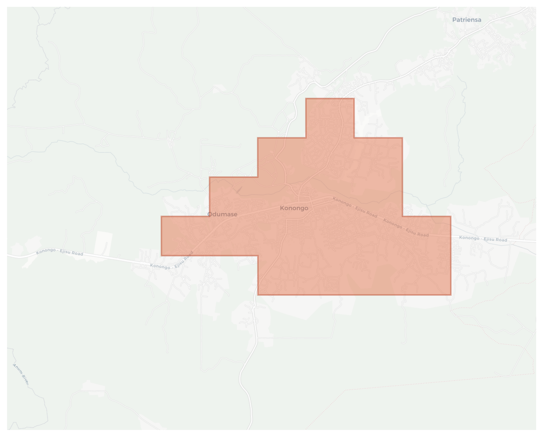 Konongo geographic map