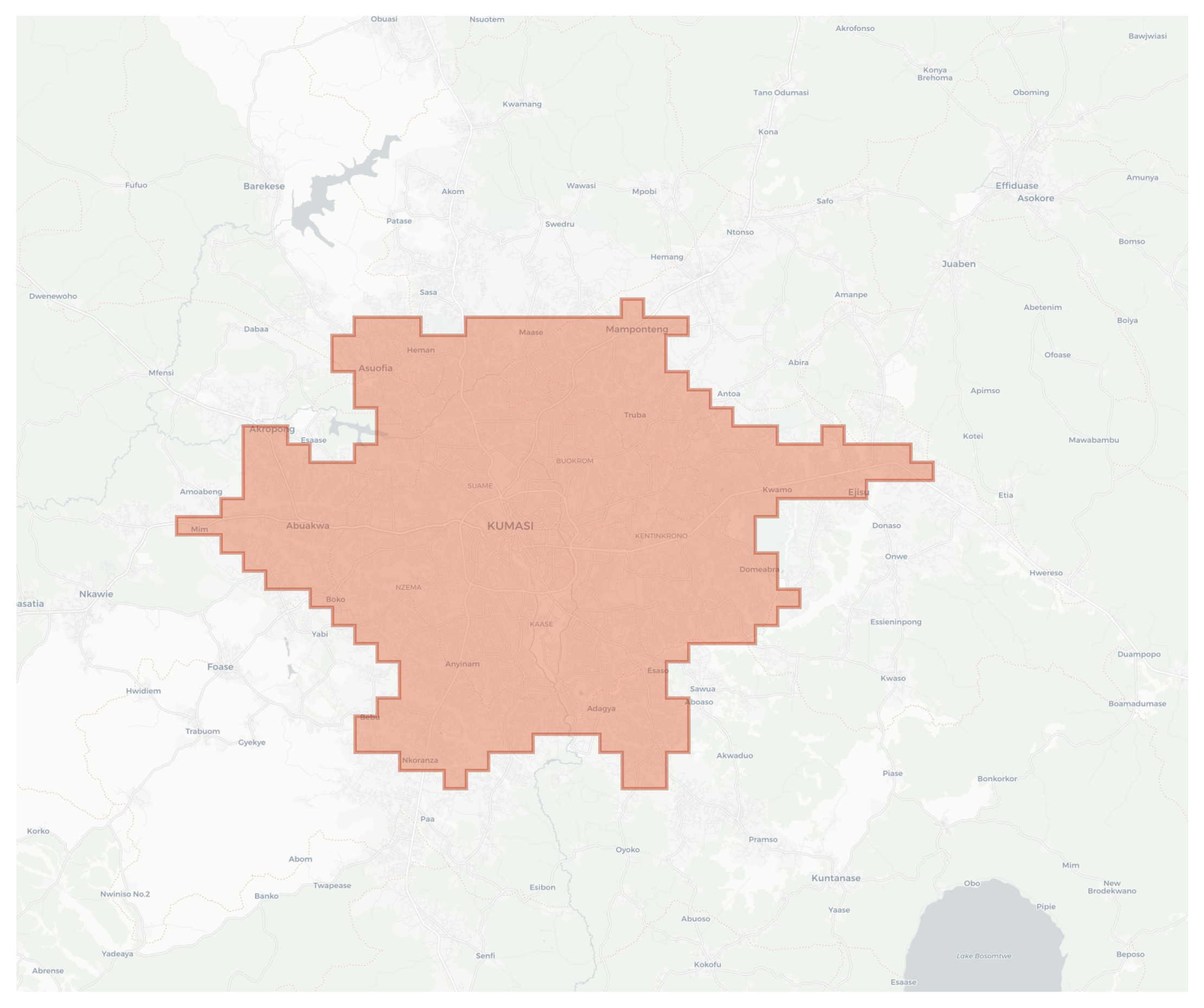 Kumasi geographic map