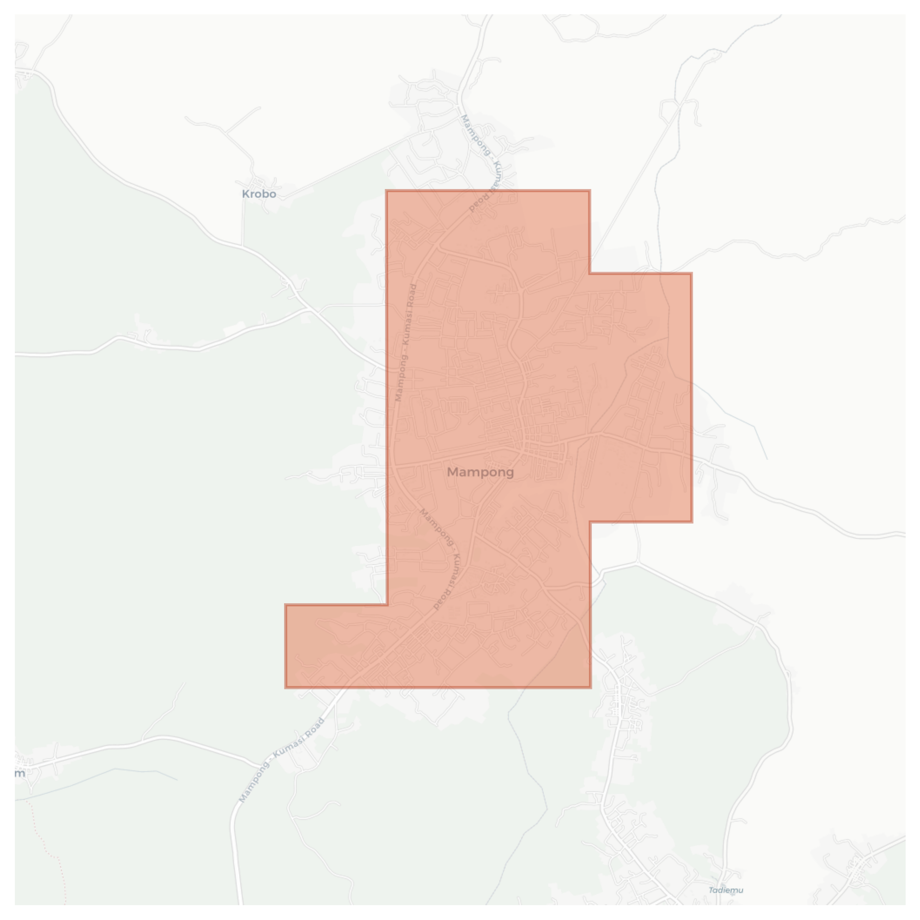 Mampong geographic map