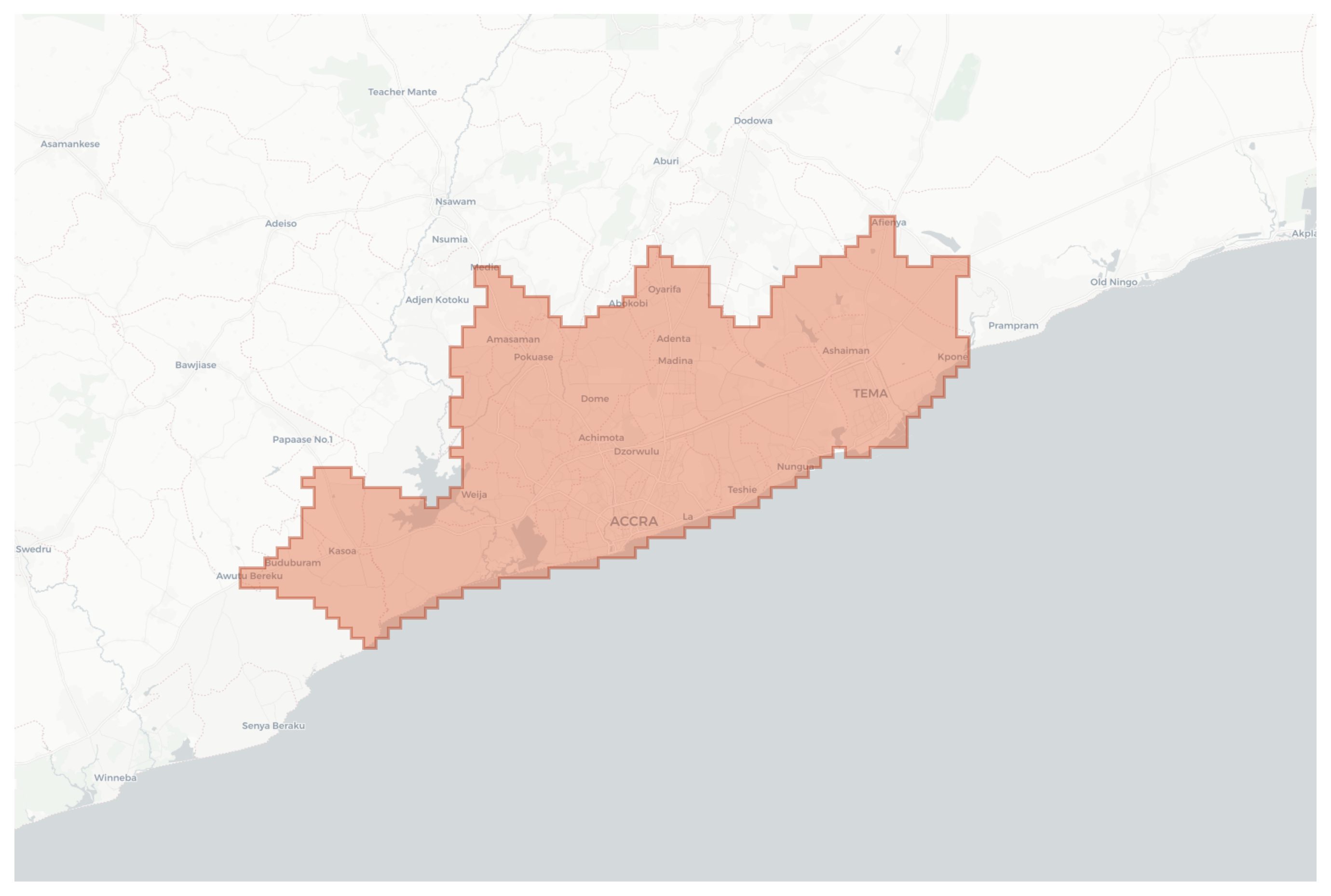 Accra geographic map
