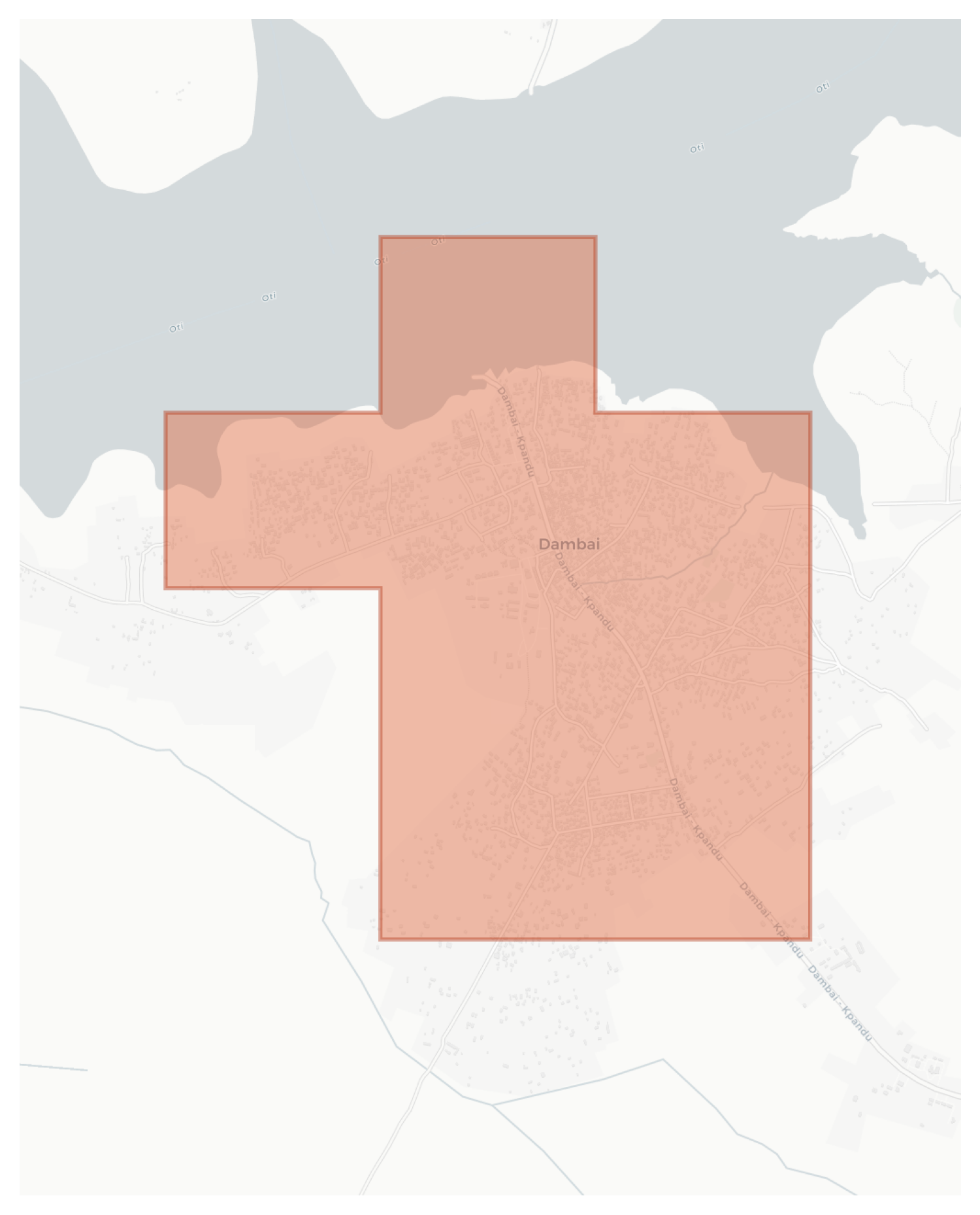 Dambai geographic map