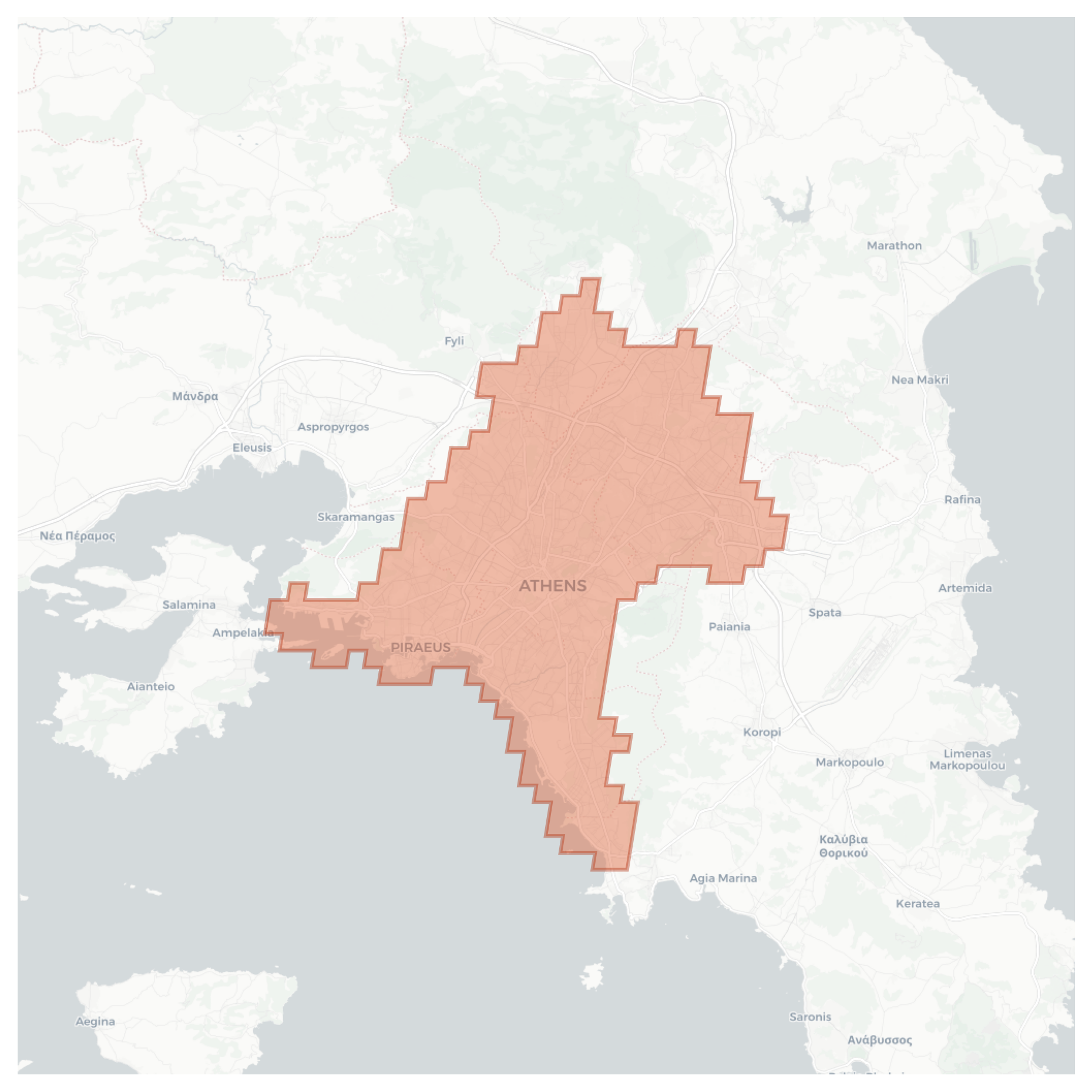 Athens geographic map