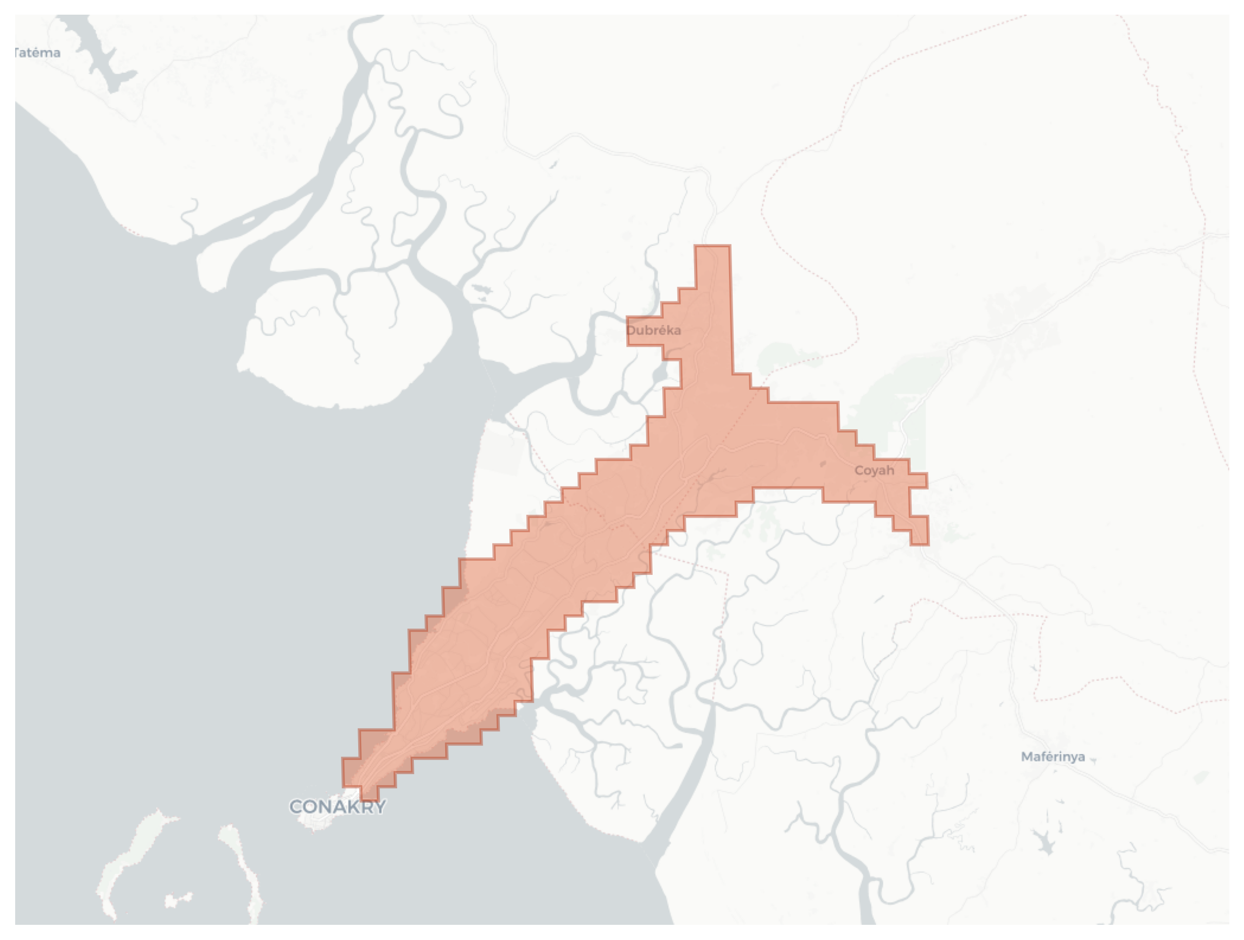 Coyah geographic map