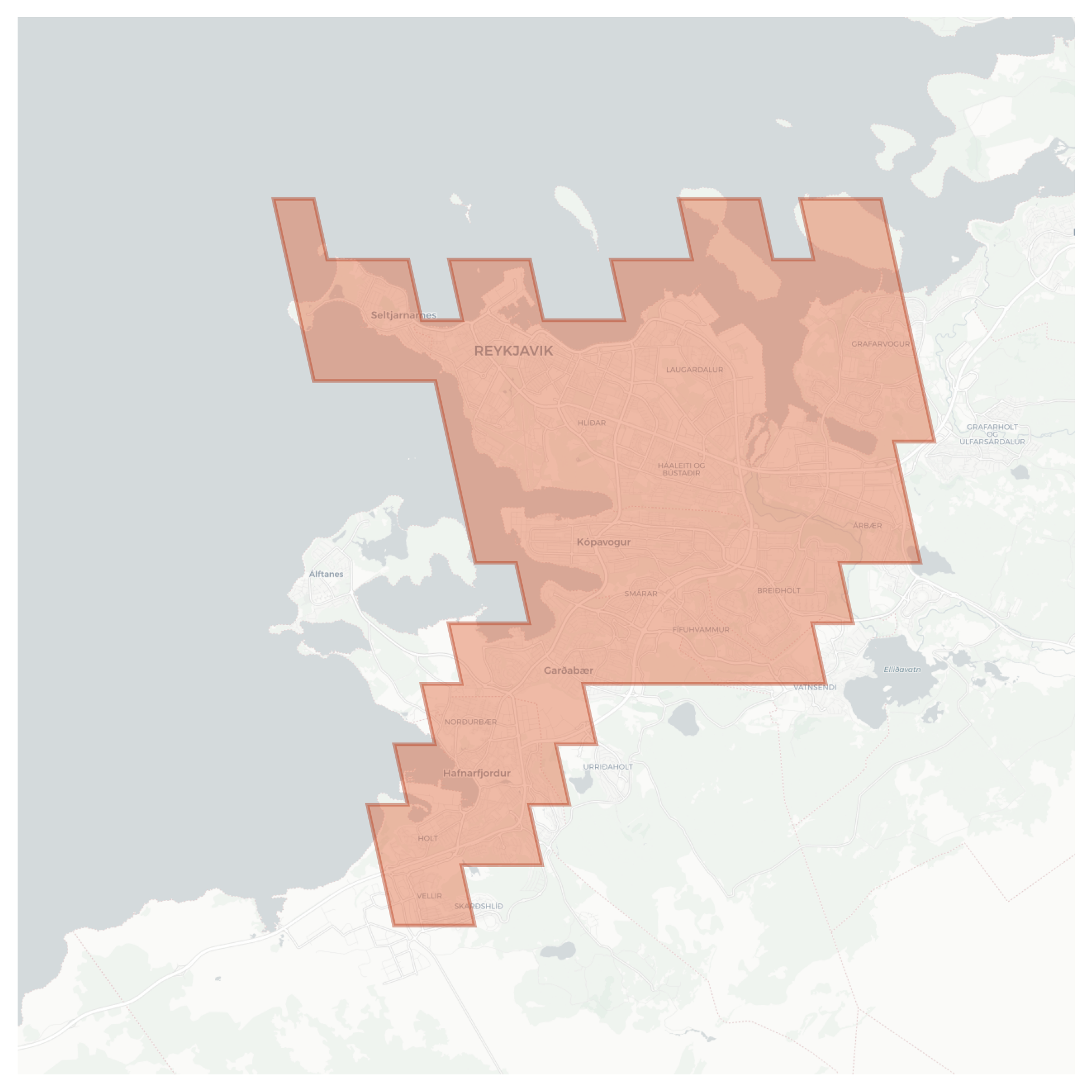 Reykjavik geographic map