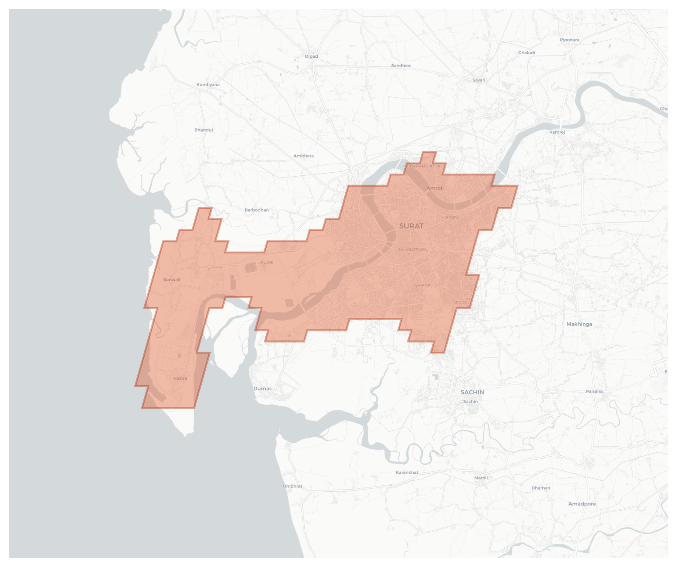 Surat geographic map