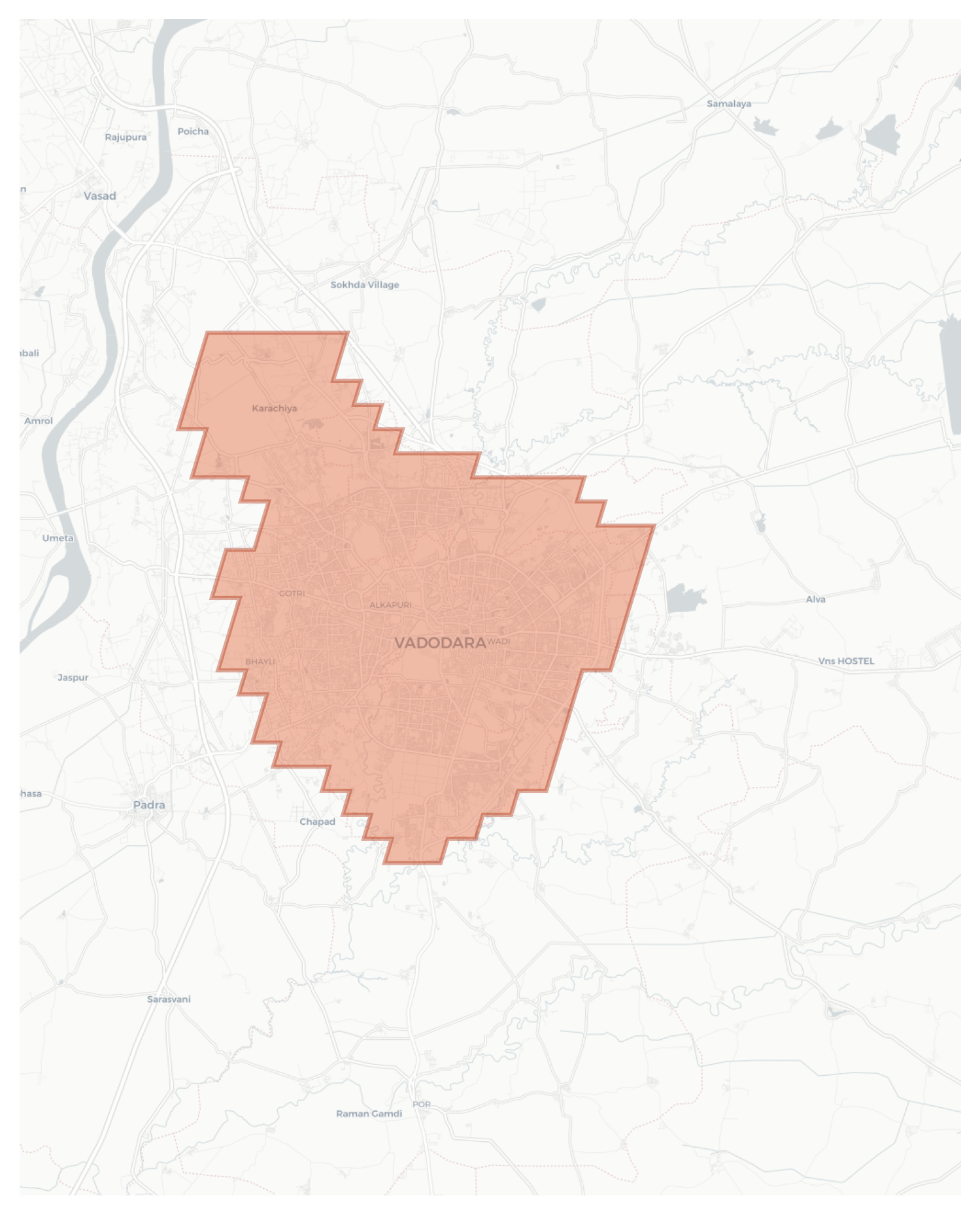 Vadodara geographic map