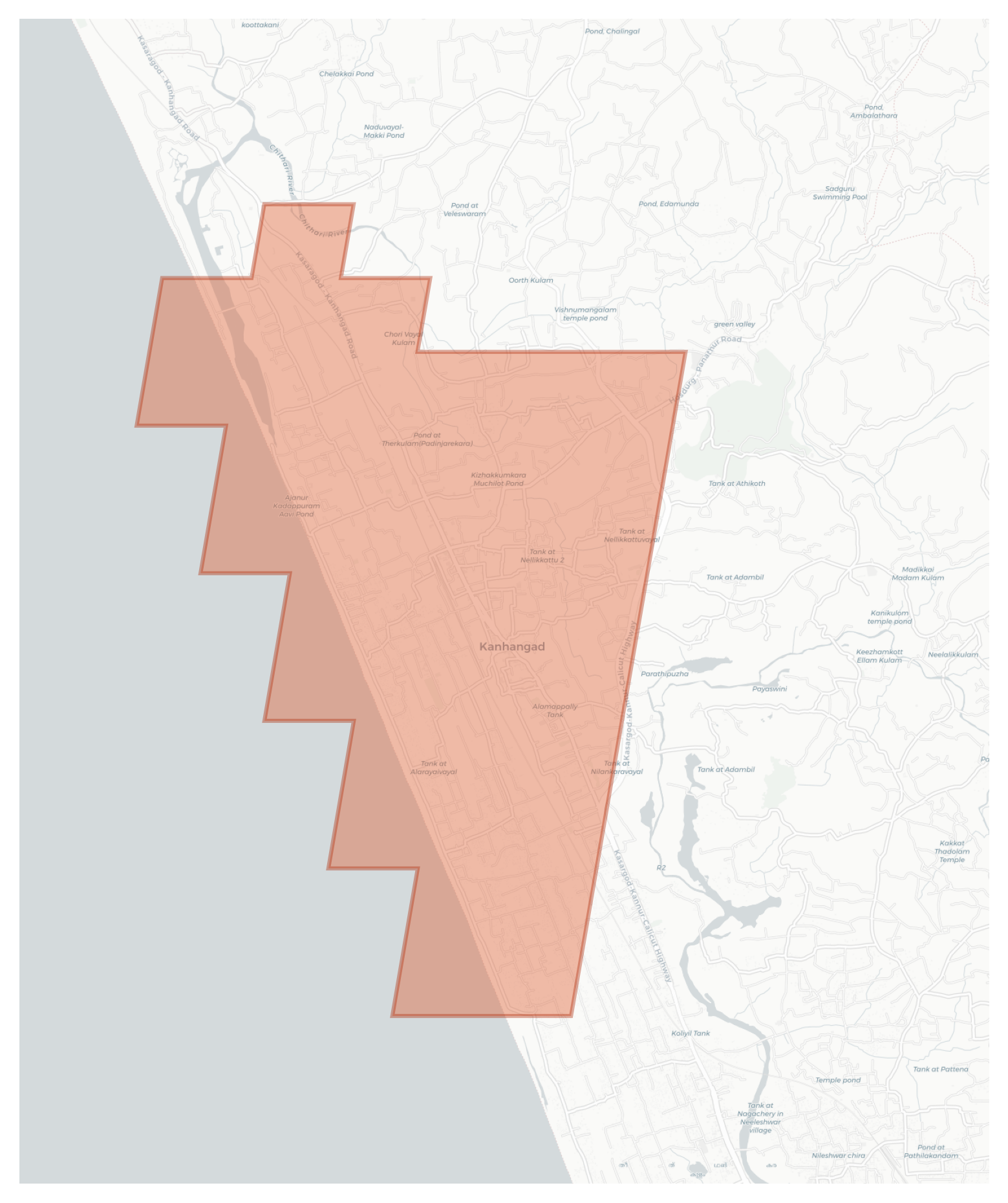 Kanhangad geographic map