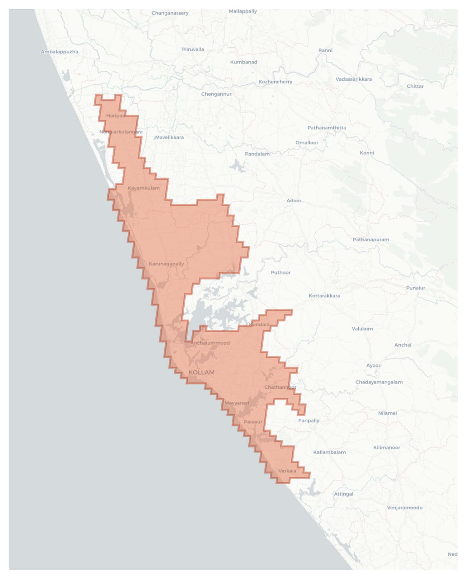 Kollam geographic map