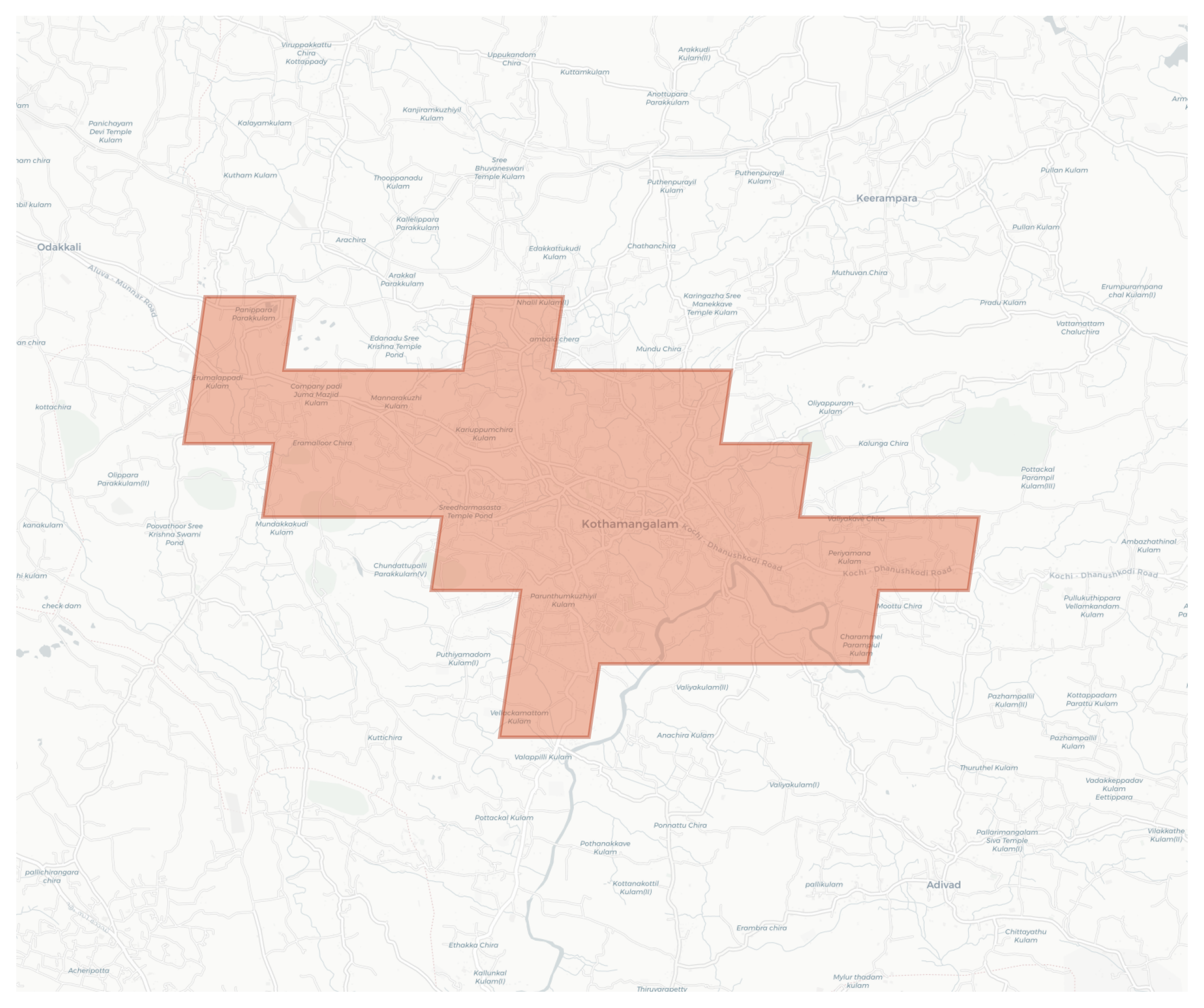 Kothamangalam geographic map