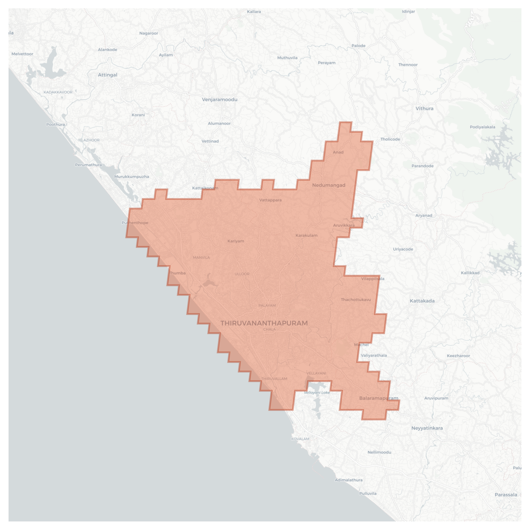 Thiruvananthapuram geographic map
