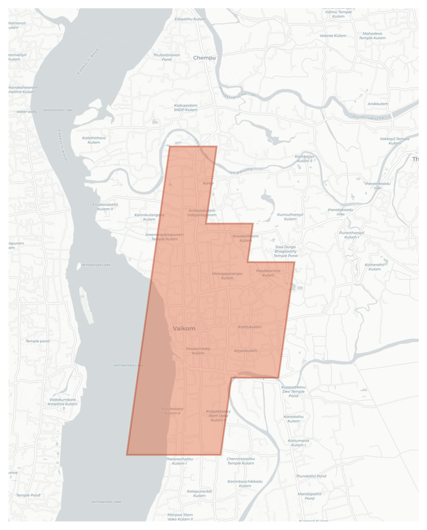Vaikom geographic map