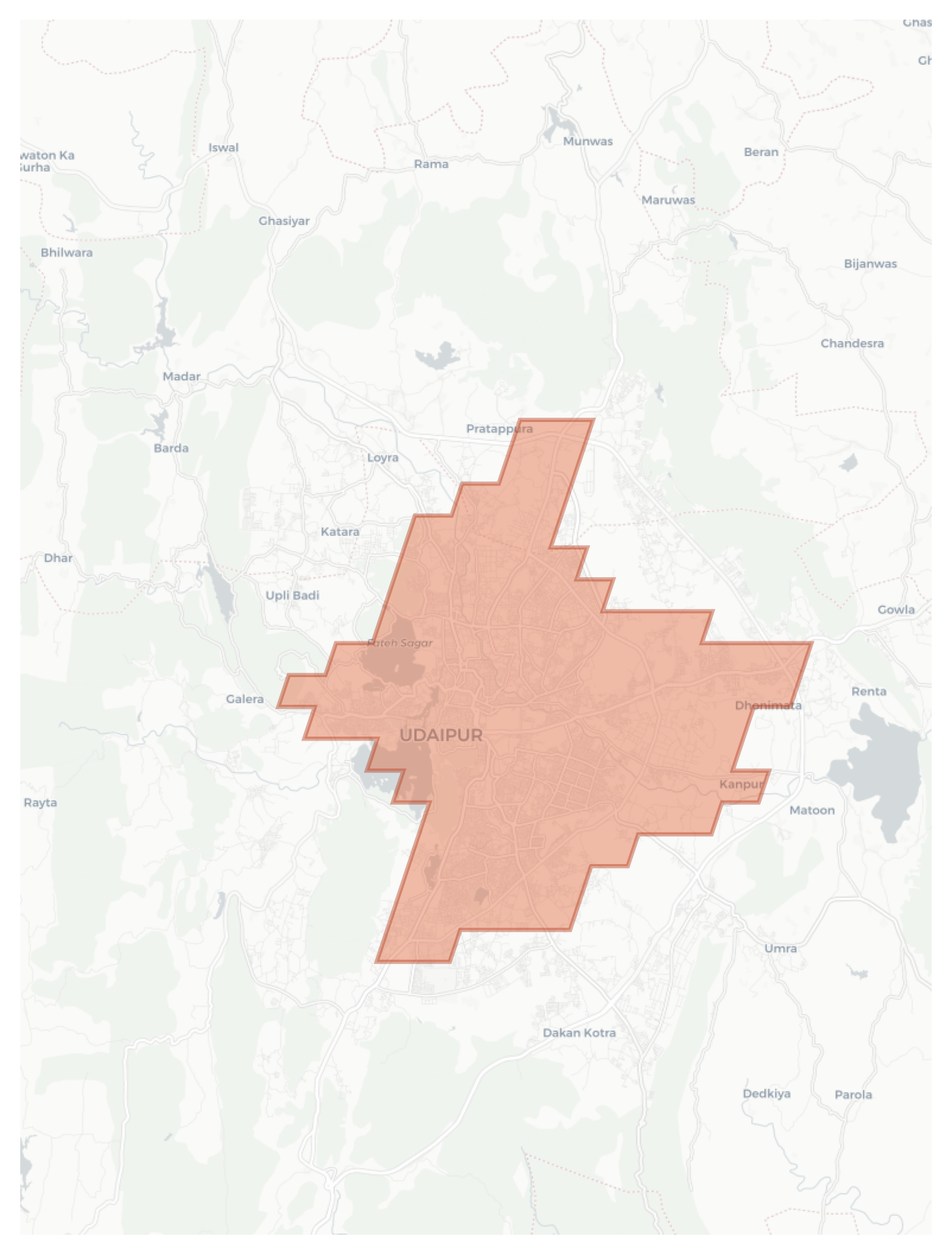 Udaipur geographic map