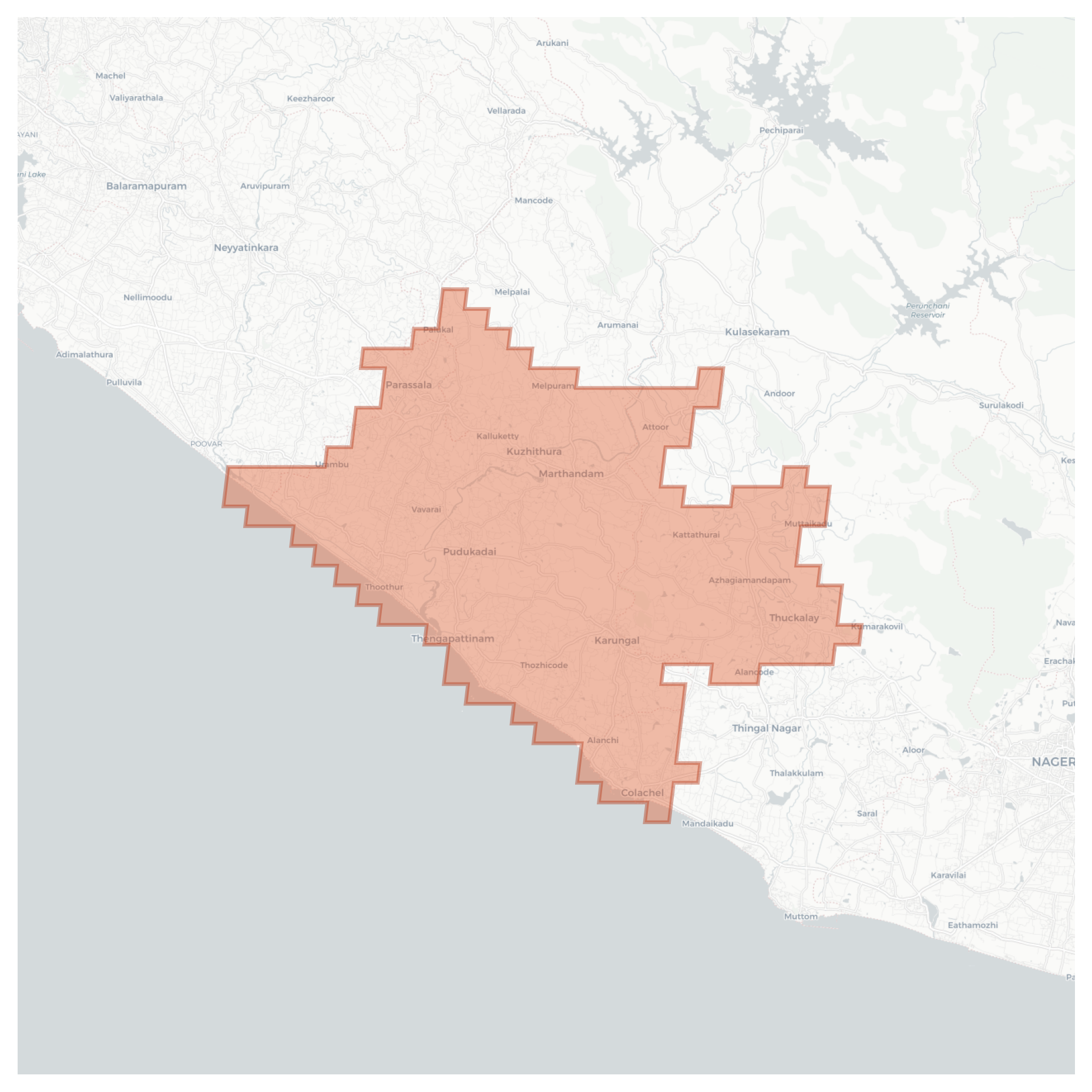 Colachel geographic map